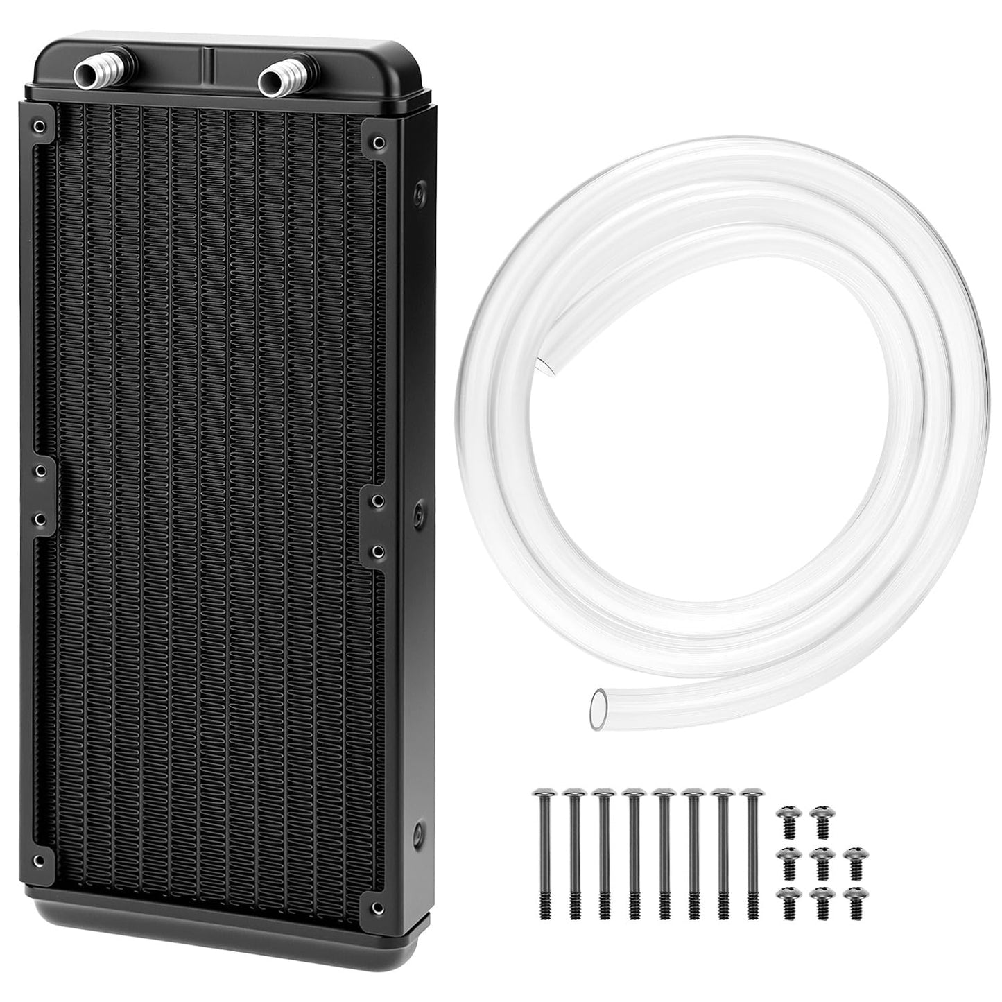 QWORK 240mm Water Cooling Radiator 12 Pipe Pure Copper Fin Heat Exchanger 275x120x30mm for PC CPU VGA Liquid Cooling Industrial Inverters & Laser