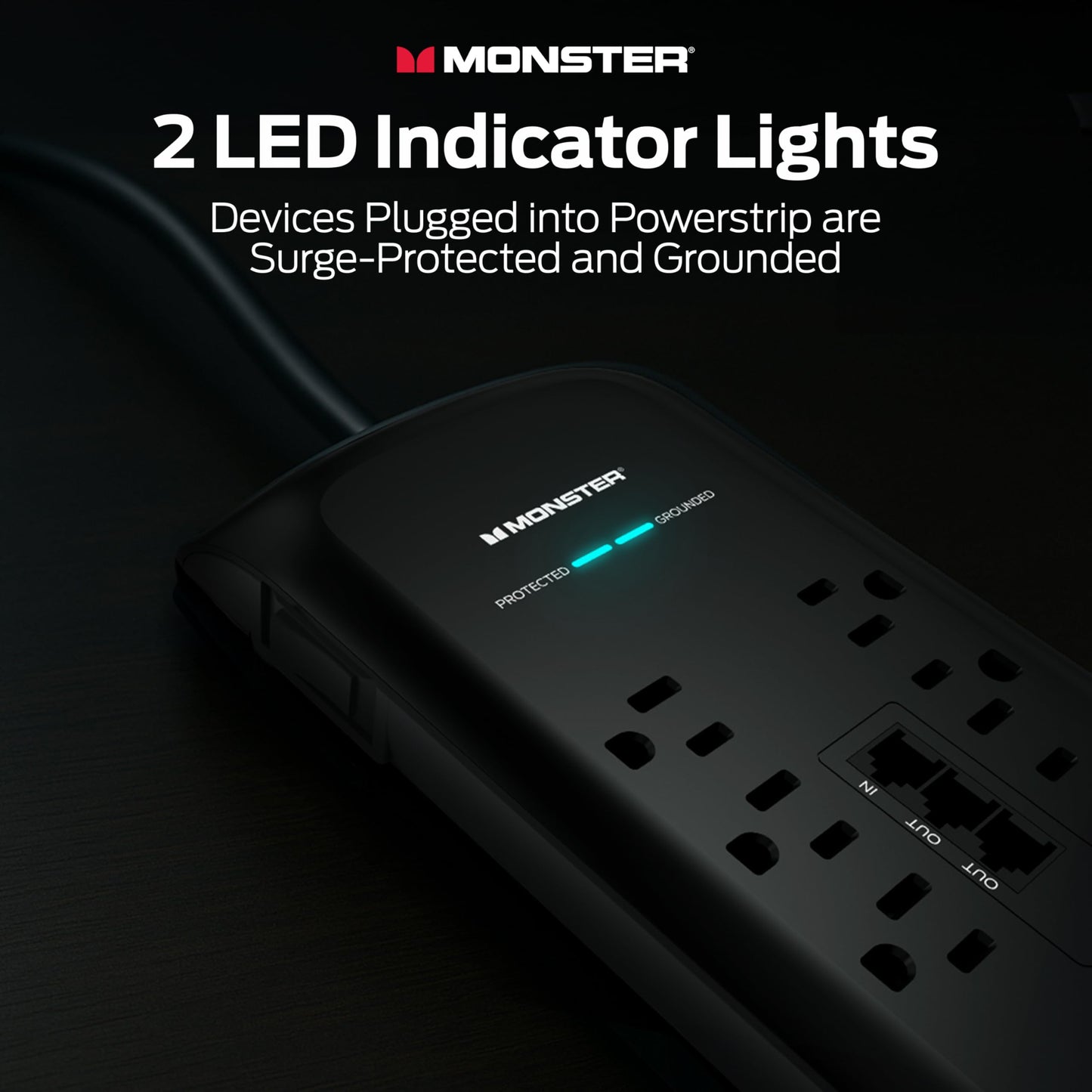 Monster Power Surge Protector w/ 4050 Joule Rating - Heavy Duty 6 FT Surge Protector Power Strip w/ 10 Outlets, 2 USB, 2 Coax, 2 Ethernet Ports