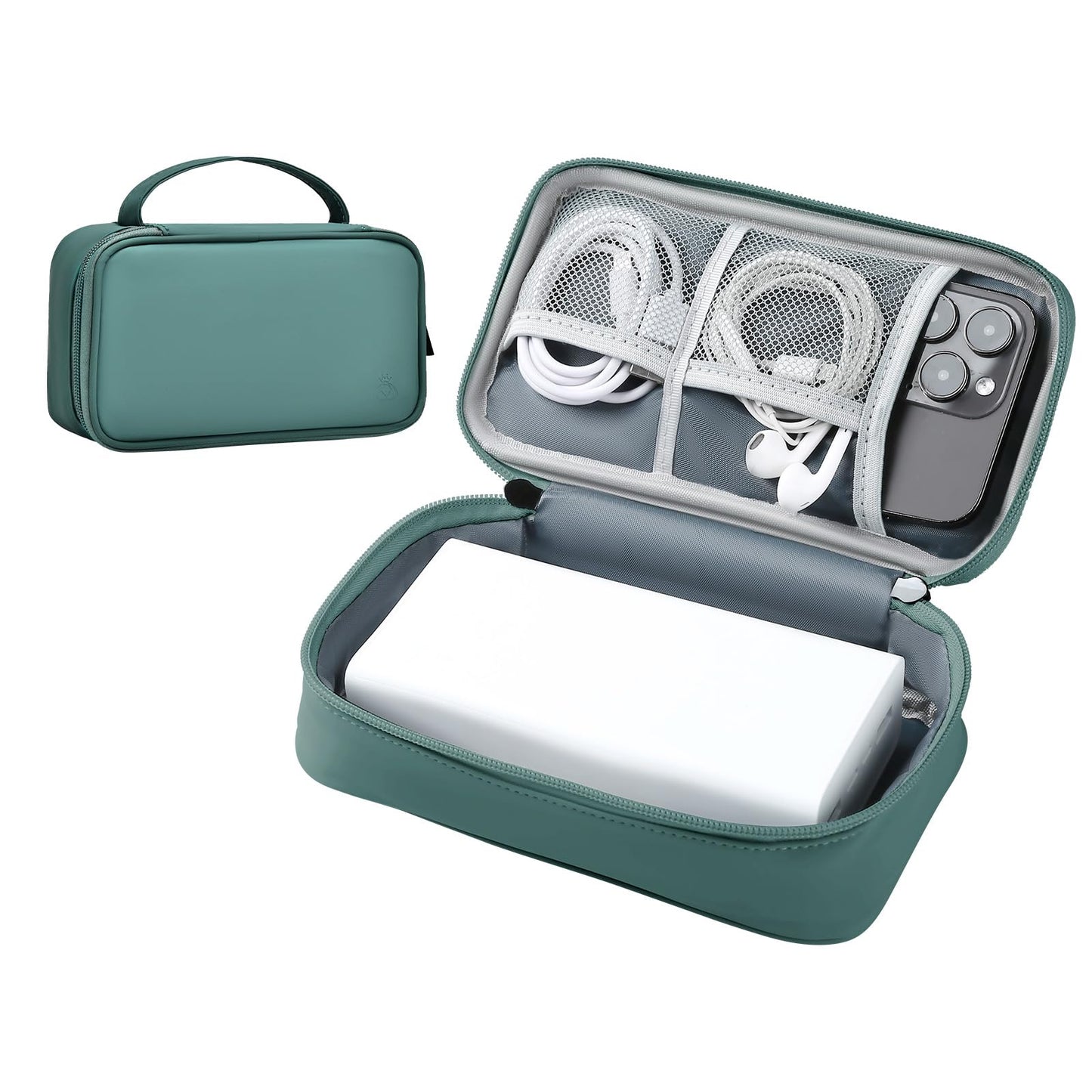 miloocul Portable Charger Organizer Travel Case Shockproof Power Bank case for Anker/Jackery/RAV/20000/30000mAh Power Bank Leather Electronic Case for