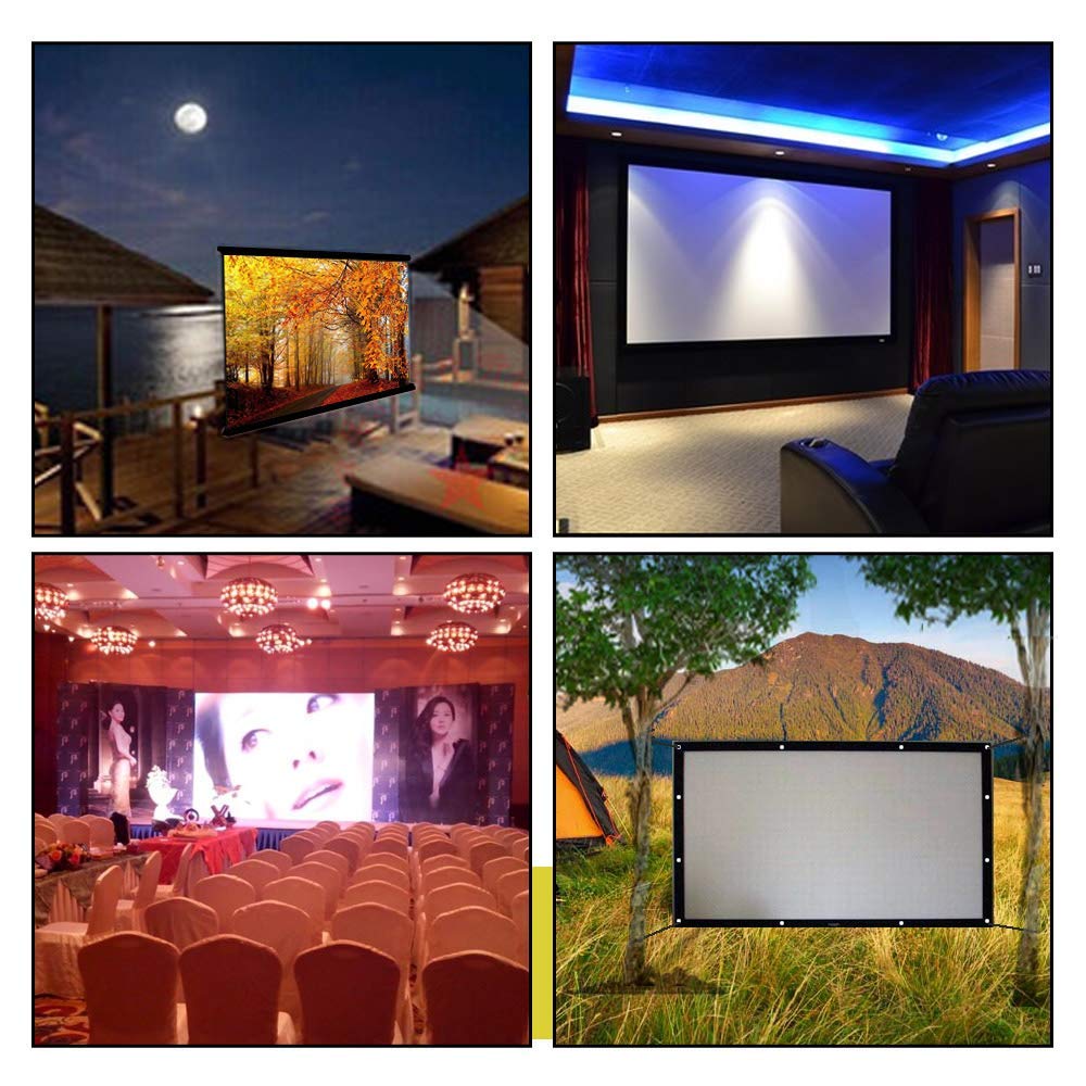 200 Inch Portable Projector Screen Outdoor, YF2009SZ 16:9 Foldable HD Large Thick Canvas Movie Screen for Home Theater Office Presentation Outside