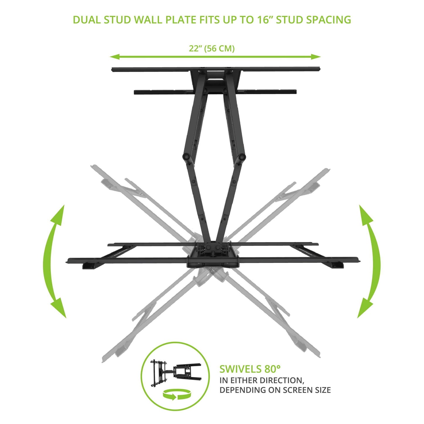 Kanto PDX650 Full Motion Articulating TV Wall Mount for 37-inch to 75-inch TVs | Low Profile with 22" Extension | Integrated Cable Management | Swivel