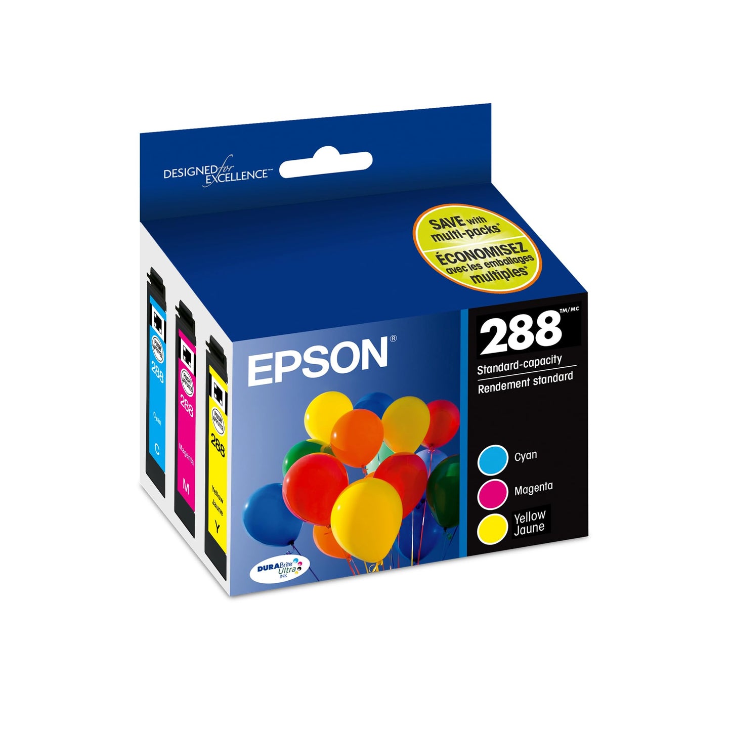 EPSON 288 DURABrite Ultra Ink Standard Capacity Color Combo Pack (T288520-S) Works with Expression XP-330, 430, 434, 340, 440, 446