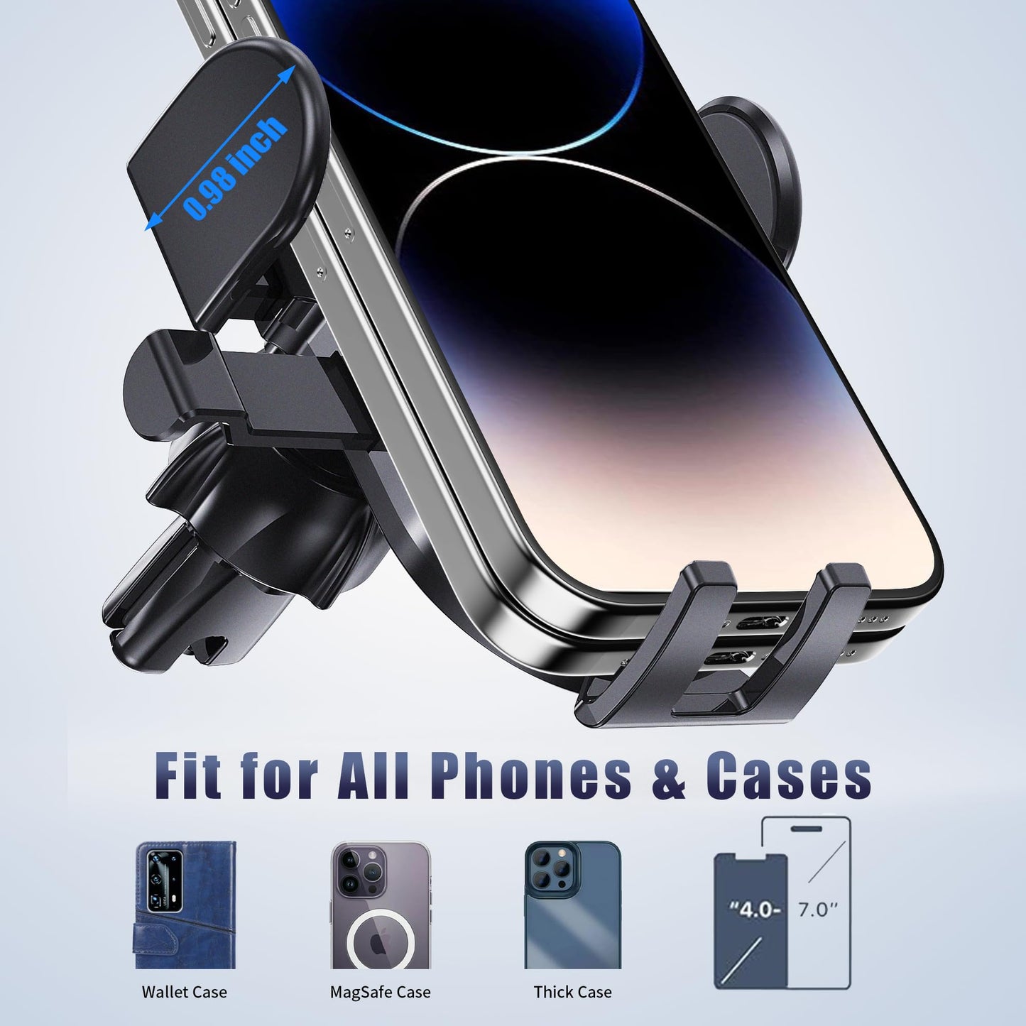 Poboko Universal Car Vent Phone Mount, Hands-Free Air Vent Holder for iPhone and Other Smartphones, Upgraded Clip