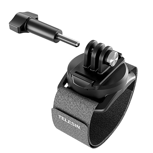 TELESIN Upgraded Wrist Strap, 360 Rotation Arm Plam Ankle Mount Band Holder Cycling Mount for GoPro Max Hero 13 12 11 10 9 8 7 Black, Insta360 One R