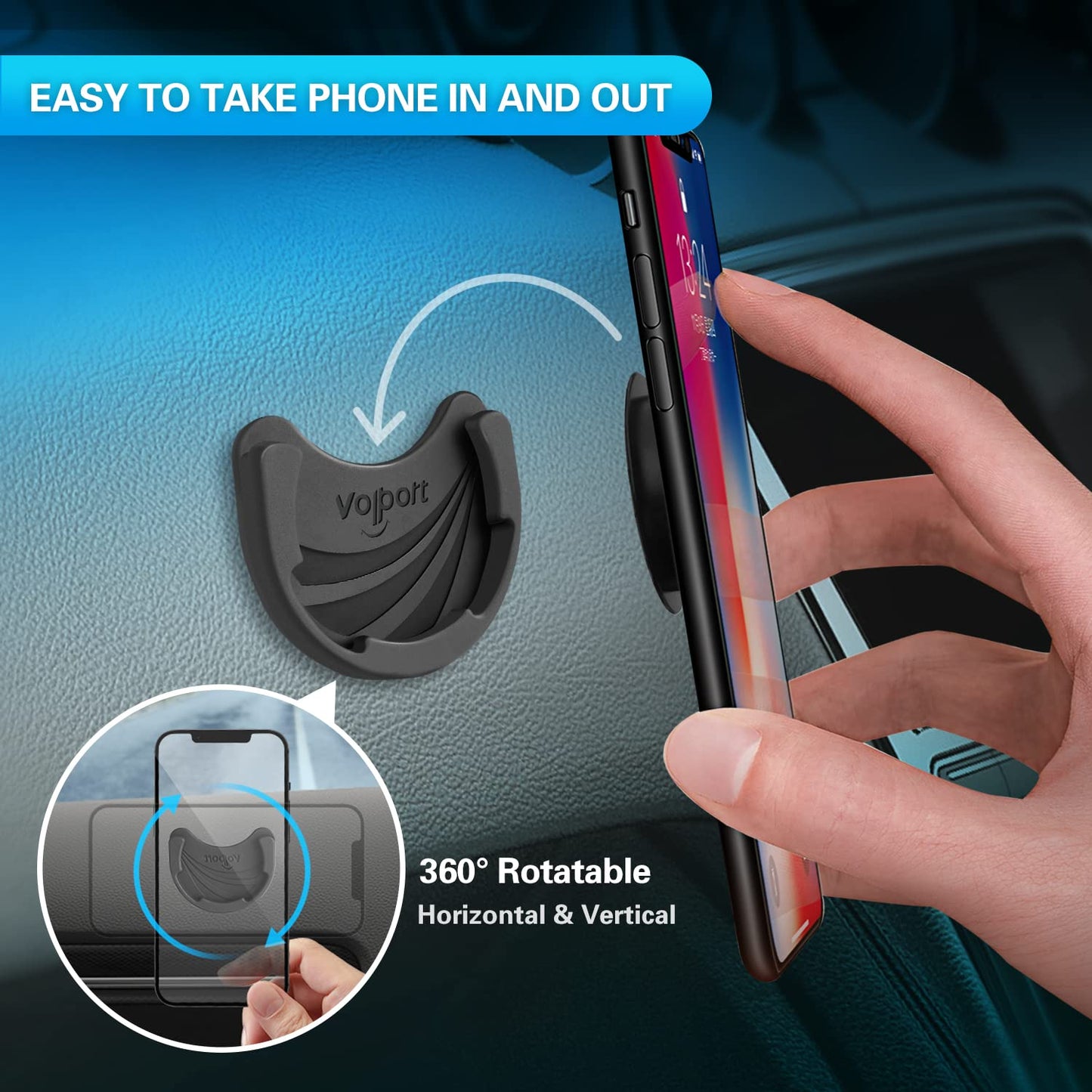 Car Mounts for Socket Grips, 3 Pack Pops Silicone Phone Holder for Collapsible Expanding Stand / Swappable Socket Users with Base Adhesive Replacement