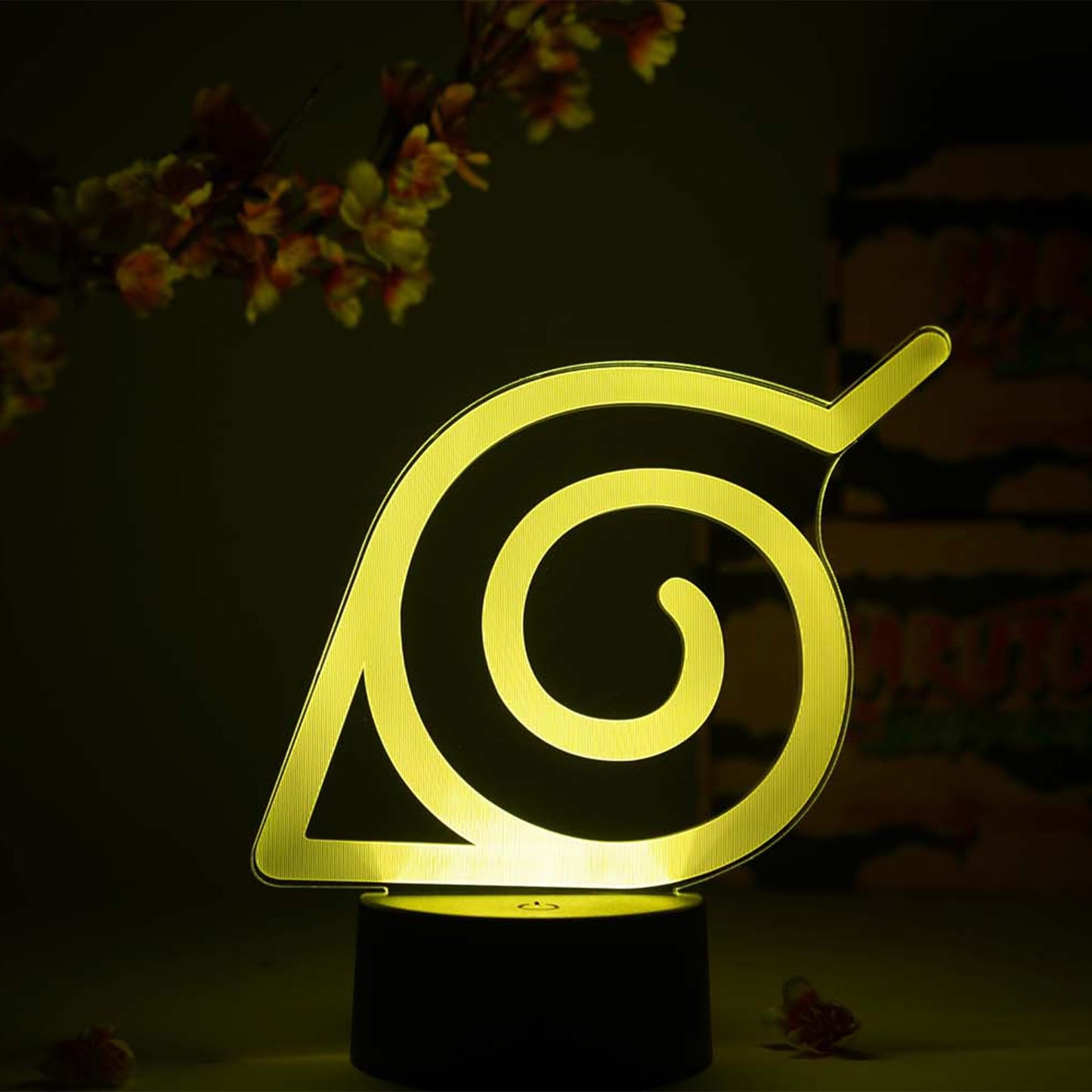 Otaku Lamps Konoha Leaf Naruto - Anime Night Light, 16 Color RGB LED - Gift for Otaku