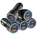 USB C Car Charger 5 Pack, Bangfun 36W Dual Port PD&QC 3.0 Fast Charging 12V USB Car Charger Cigarette Lighter Adapter Plug for iPhone 15 14 13 12 11