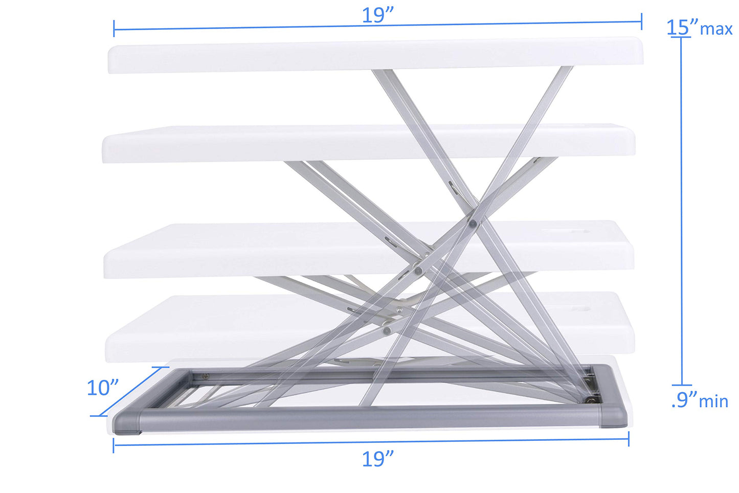 Rocelco 19" Portable Laptop Riser, Height Adjustable Travel Standing Desk Converter, Premium Compact Sit Standup Keyboard Monitor Rising Workstation