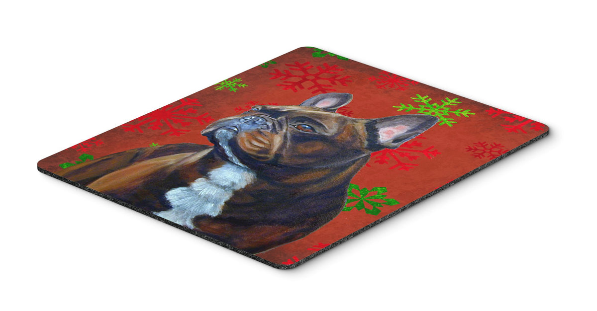 Caroline's Treasures LH9340MP "French Bulldog Red and Green Snowflakes Holiday Christmas Mouse Pad, Hot Pad or Trivet" for Home Office Gaming Working