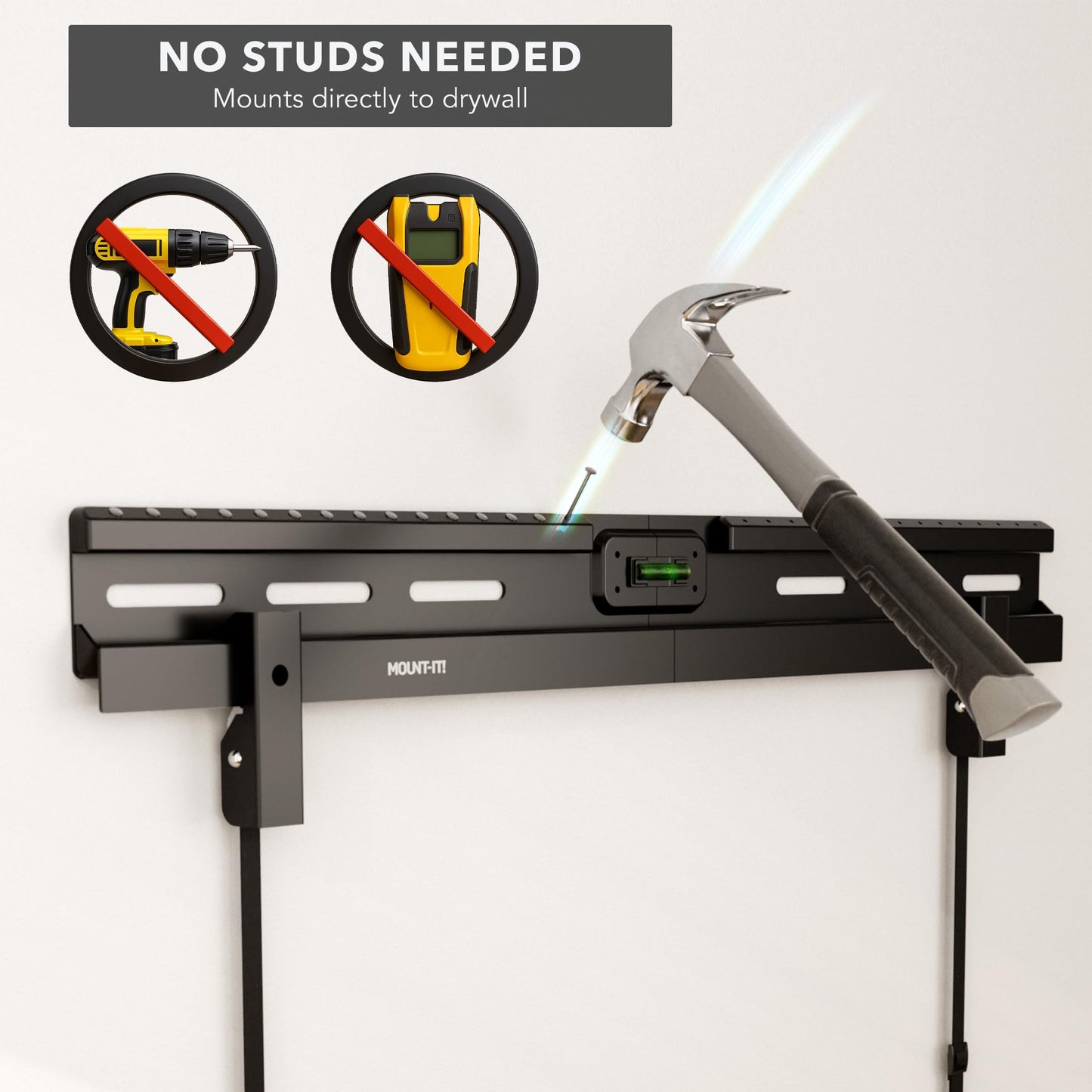 Mount-It! No Stud TV Wall Mount, Studless Drywall TV Bracket for 37-85 Inch Flat Screen TVs, No Drill Easy Install, Slim 1.1” Profile, Supports 110