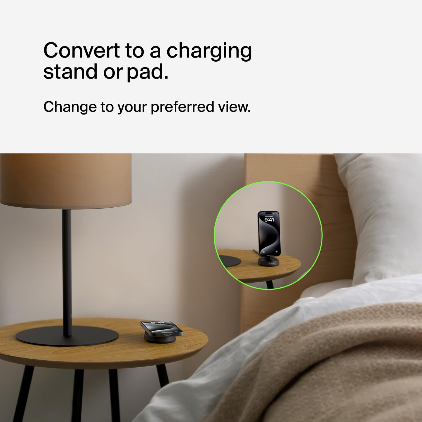 Belkin Convertible Magnetic Charging Stand 15W - MagSafe-Compatible Qi2-Certified Wireless Charging Station, iPhone Charger for Apple iPhone 16