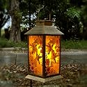 Solar Outdoor Lantern Garden Hanging Waterproof Lanterns PVC 3 LED Flickering Flameless Candle Decorative Lights for Table,Outdoor?Mothers Day