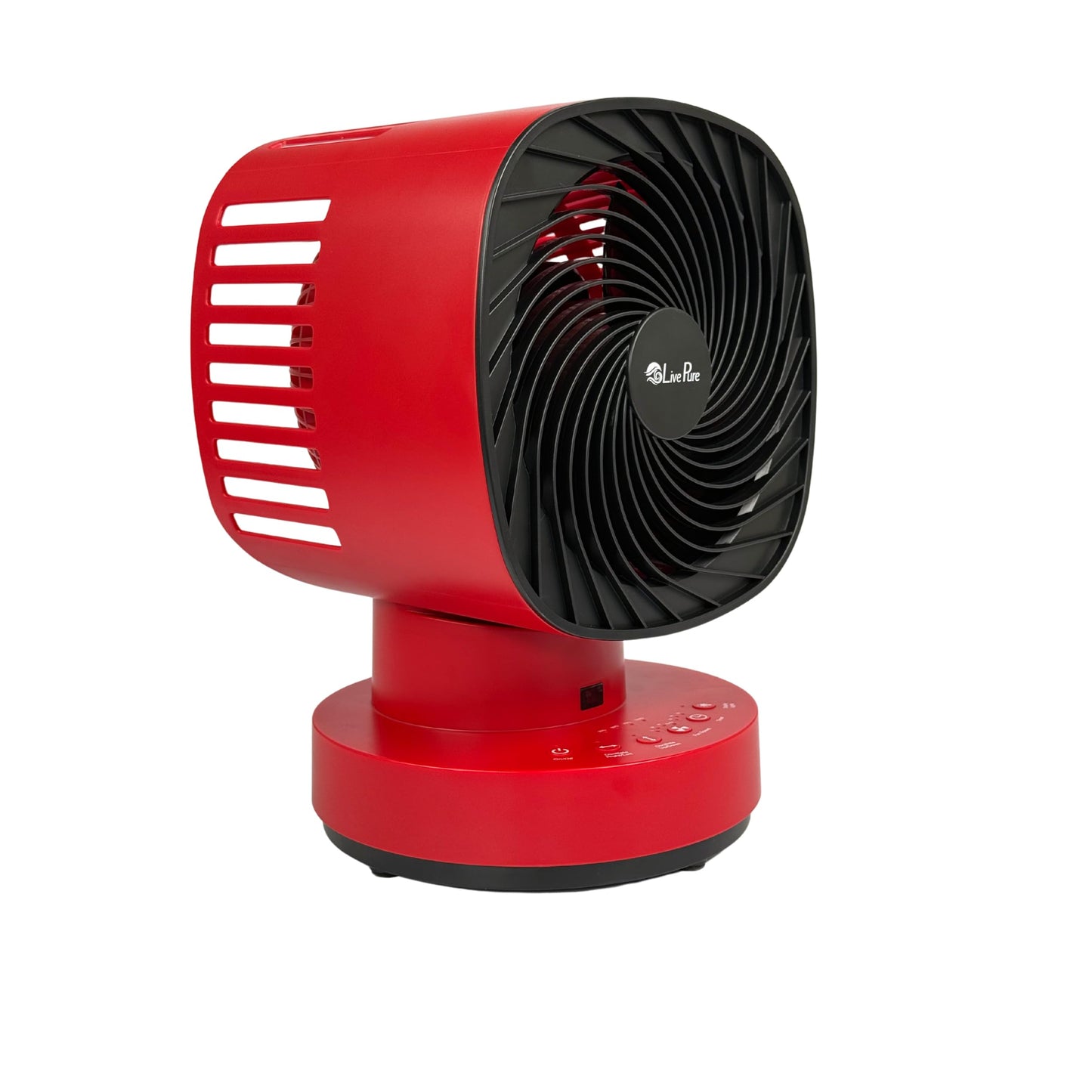 LivePure Rechargeable 4 Speed Orbital Dual Oscillating Fan w/Remote, Red