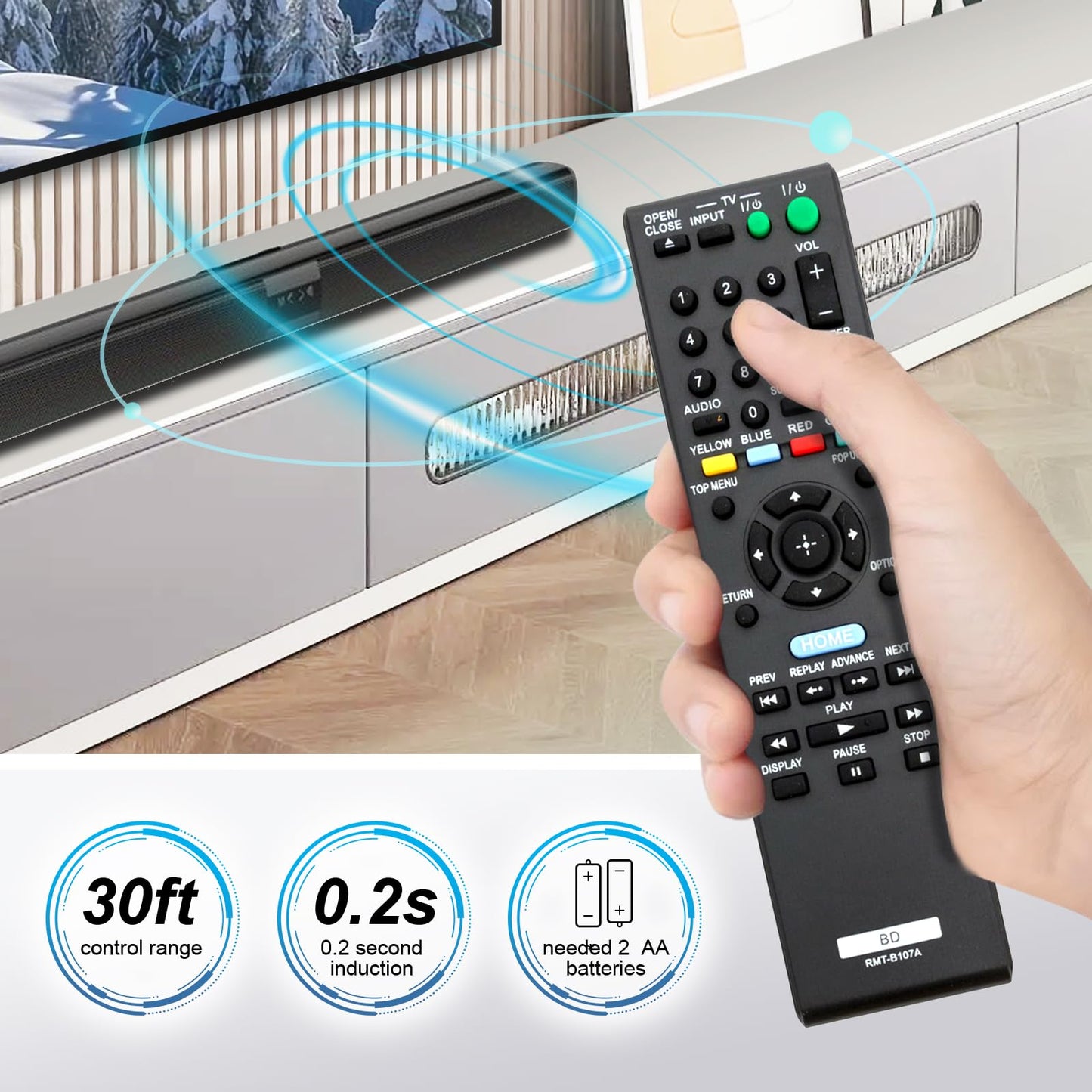RMT-B107A Replacement Remote Control Fit for Sony Blu-Ray Disc DVD Player BDP-BX37 BDP-BX57 BDP-S270 BDP-S373 45CS BDP-S1700ES BDP-S770 BDP-S480