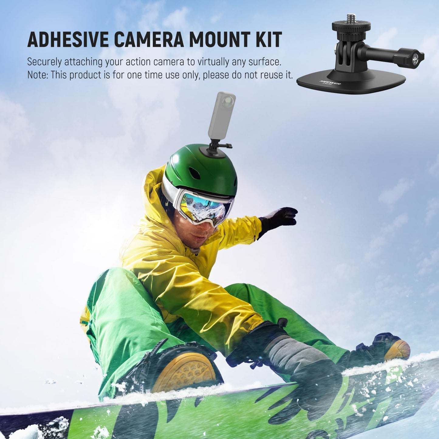NEEWER Adhesive Mount Compatible with Insta 360 GoPro DJI AKASO Action Camera, 180° Tilt Flexible Car Helmet Holder Base Adapter for POV Video