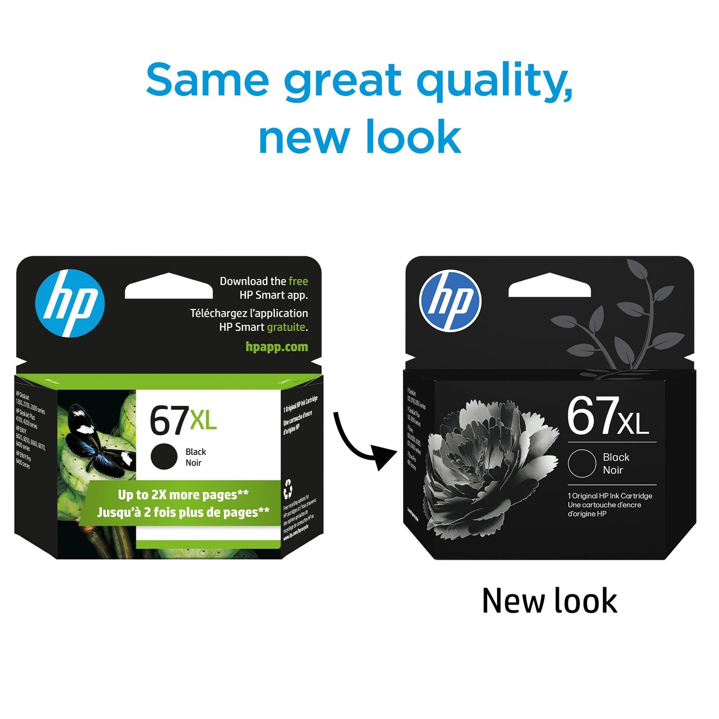 HP 67XL Black High-Yield Ink Cartridge | Works with DeskJet 1255, 2700, 4100, Envy 6000, 6400 Series | Eligible for Instant Ink | 3YM57AN | Packaging