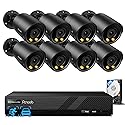 PANOOB Security Camera System PoE, 8X 4MP Wired Bullet IP Cameras Outdoor Built-in Microphone, AI Human Vehicle Detection, 5MP 8CH NVR with 2TB HDD