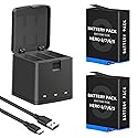 2-Pack Battery Charger for Hero 8/7/6/5 and 3-Channel Fast Charger Case, Fully Compatible with Hero 8, Hero 7, Hero 6 Black Camera Upgrade Battery