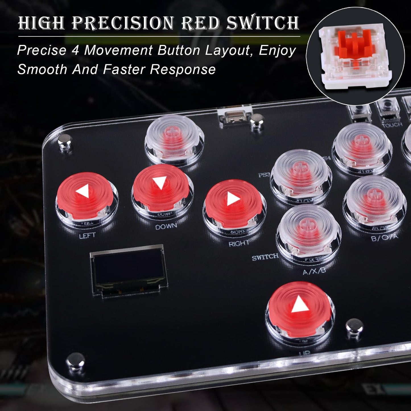 Arcade Stick Game Keyboard R13, Leverless Controller Arcade Stick with Turbo & Custom RGB, Silent All-Button Arcade Controller Street Fight