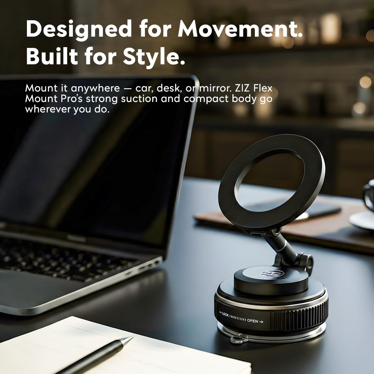 Heavy Duty Magnetic Phone Holder Vacuum Suction Mount Foldable, 360° Adjustable, Car/Office/Gym - Dashboard, Windshield, Window, Mirror, Universal