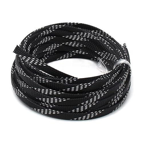 Othmro 10m/32.8ft PET Flexible Expandable Braided Cable Sleeve 0.31inch Width Wire Loom Sleeving and Organizer Flexible Wire Mesh Sleeve for TV Audio