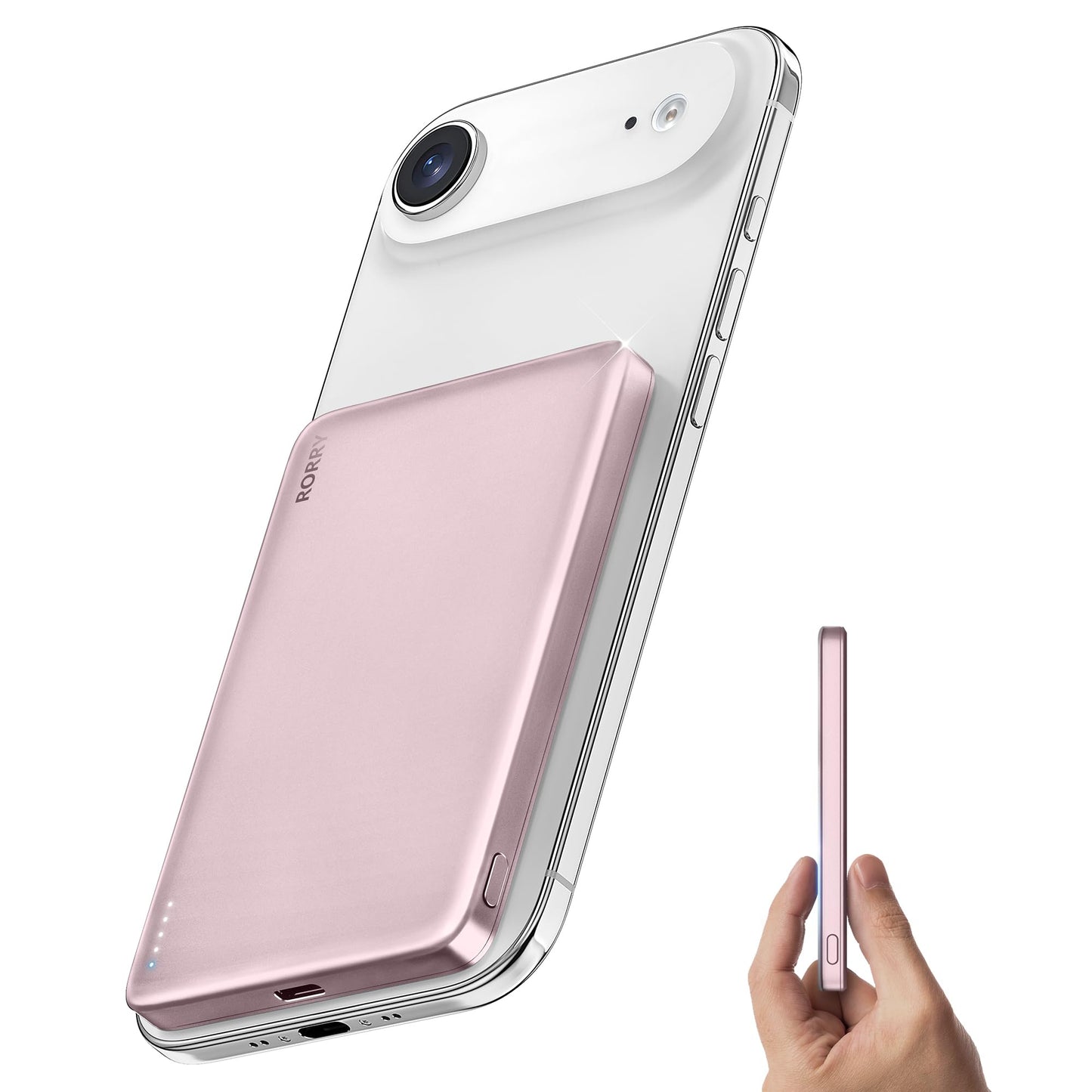 RORRY for Magsafe Portable Charger, 5000mAh Magnetic Power Bank, Pink
