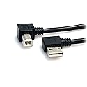 StarTech.com 91cm (3 ft.) / 91cm A Right Angle to B Right Angle USB Cable - 0.91m Right Angle USB 2.0 - 1x USB A 1x USB B - Black (USB2HAB2RA3)