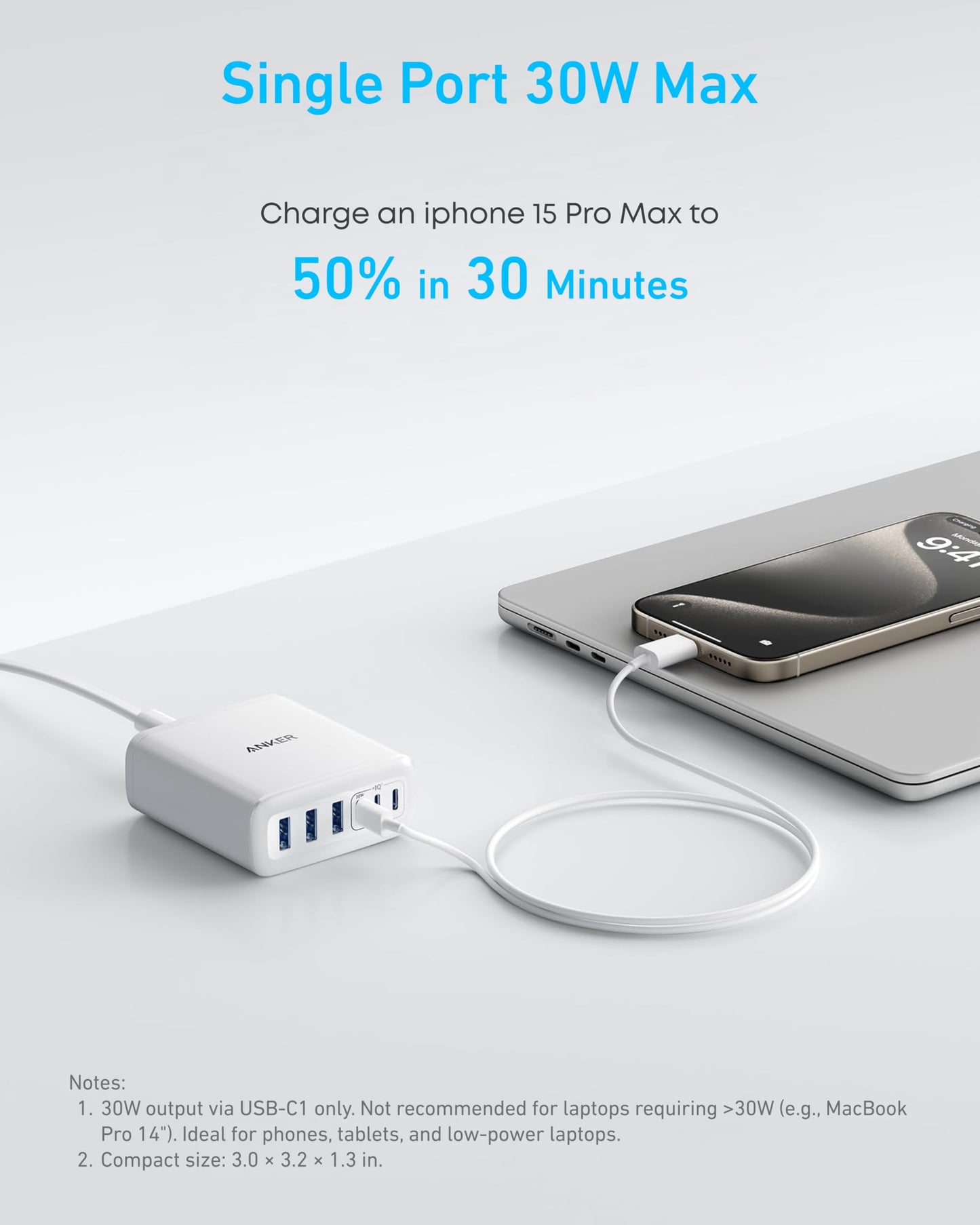Anker Desktop Charger, Fast Charging USB C Charger with 112W Max 6-Port