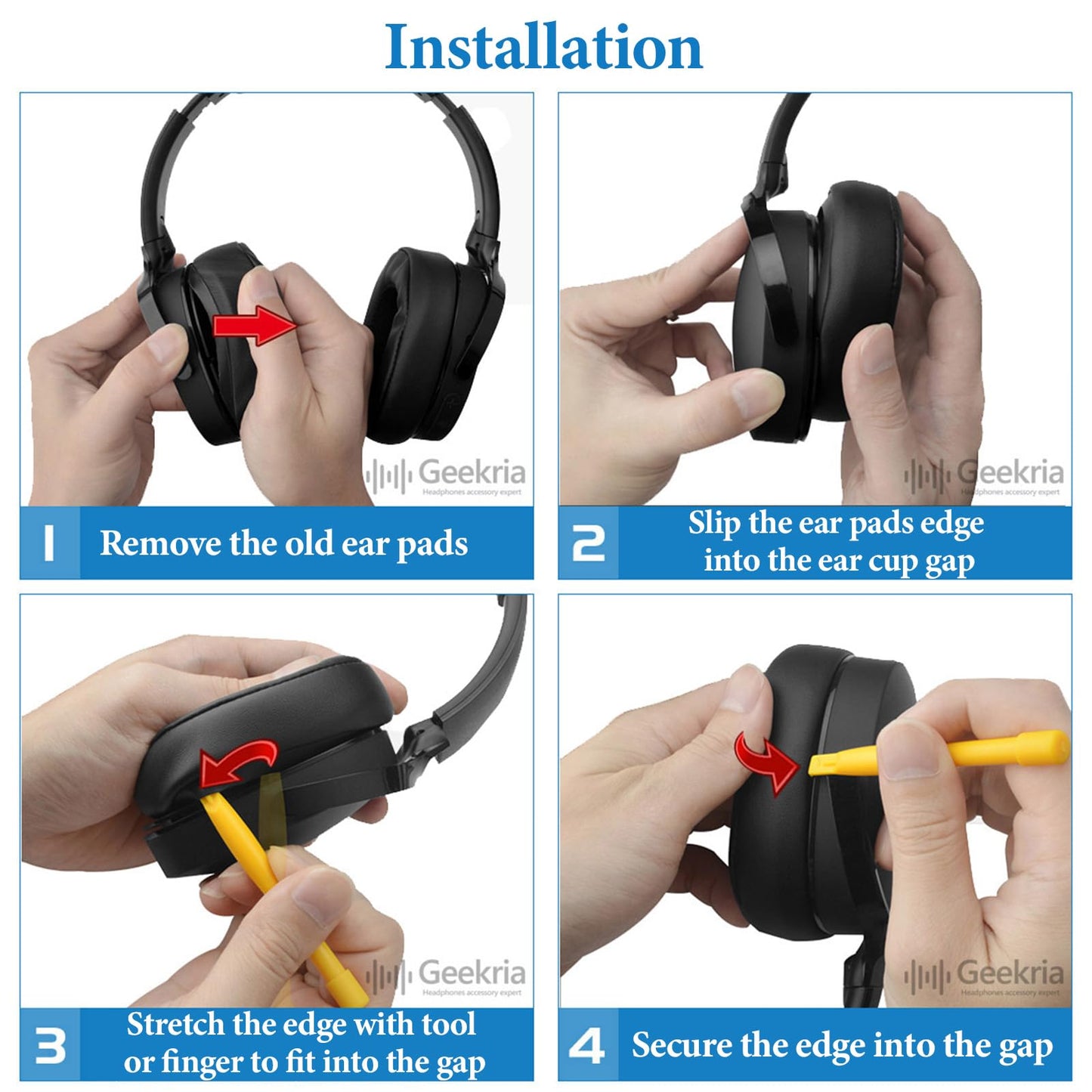 Geekria QuickFit Replacement Ear Pads for Skullcandy Crusher Wireless, Crusher EVO, Crusher ANC, Hesh 3/ EVO/ANC, Venue ANC, Crusher 540 Active
