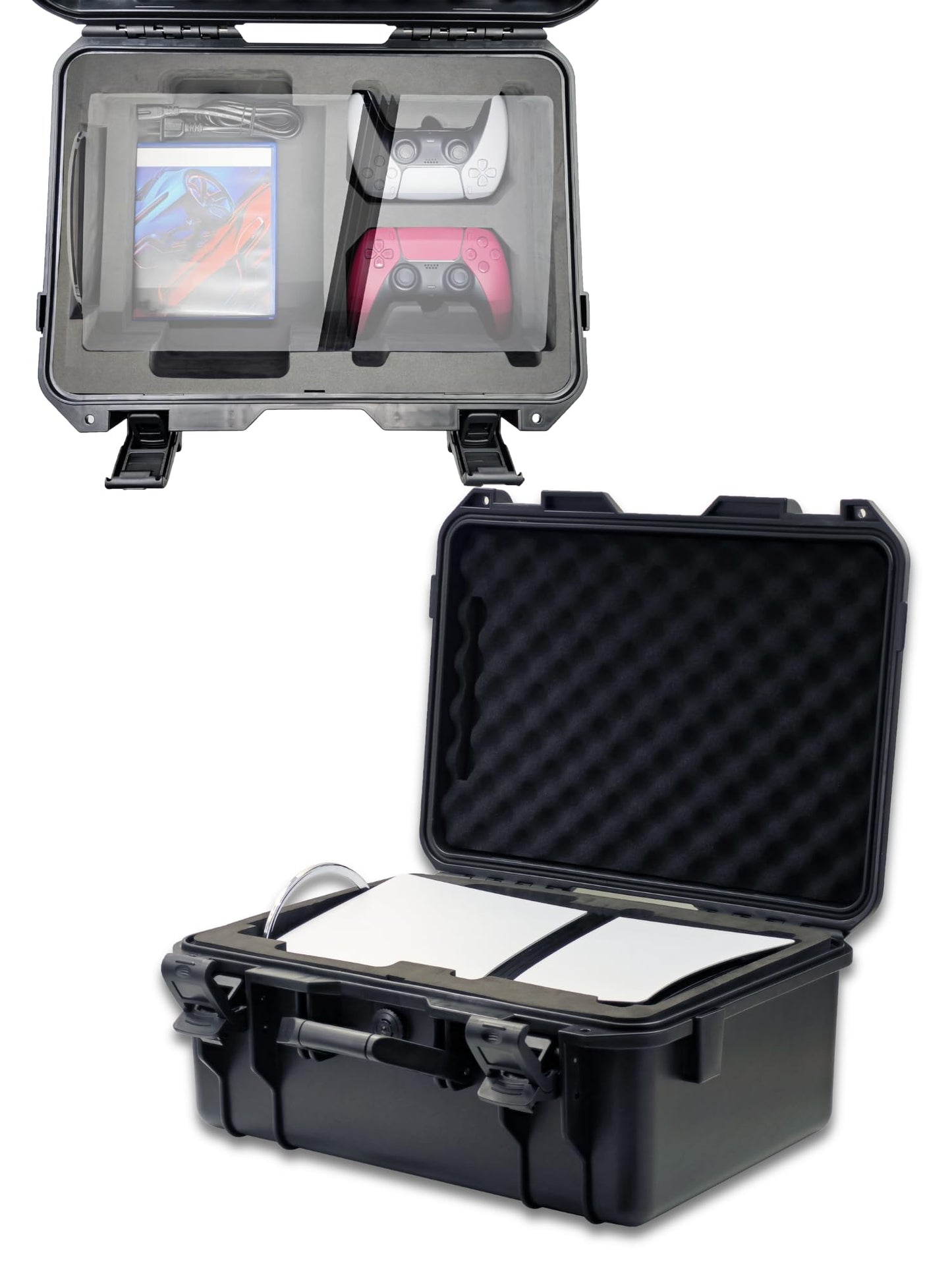 Hard Shell Travel Case Compatible with PlayStation 5 Pro Console, Controllers,Accessories-Waterproof PS5 Pro Carrying Case with Customized Foam