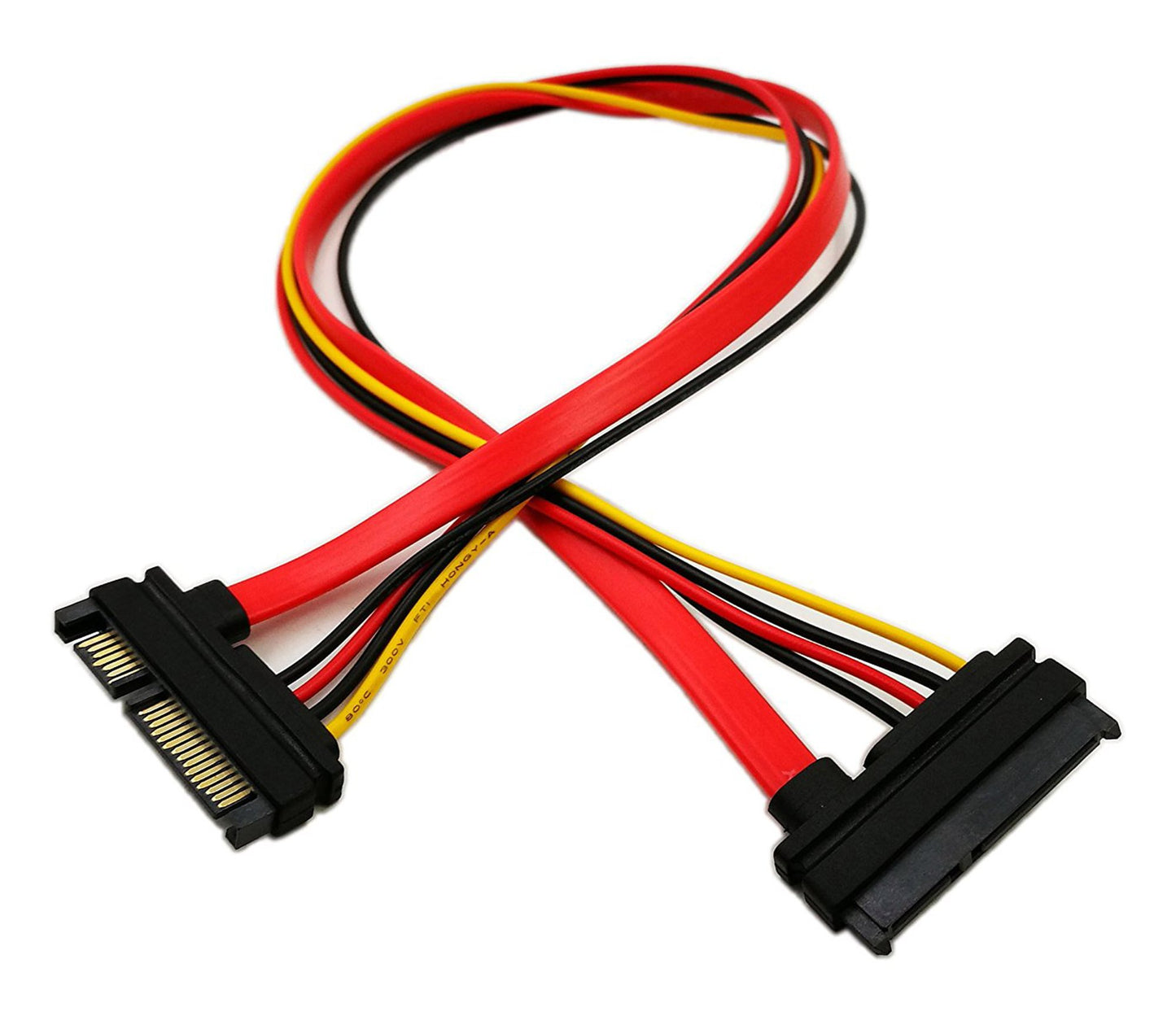 zdyCGTime 22-pin (7+15) Sata Male to Female Data and Power Combo Extension Cable - Slimline Sata Extension Cable M/f - 20inch (50cm)