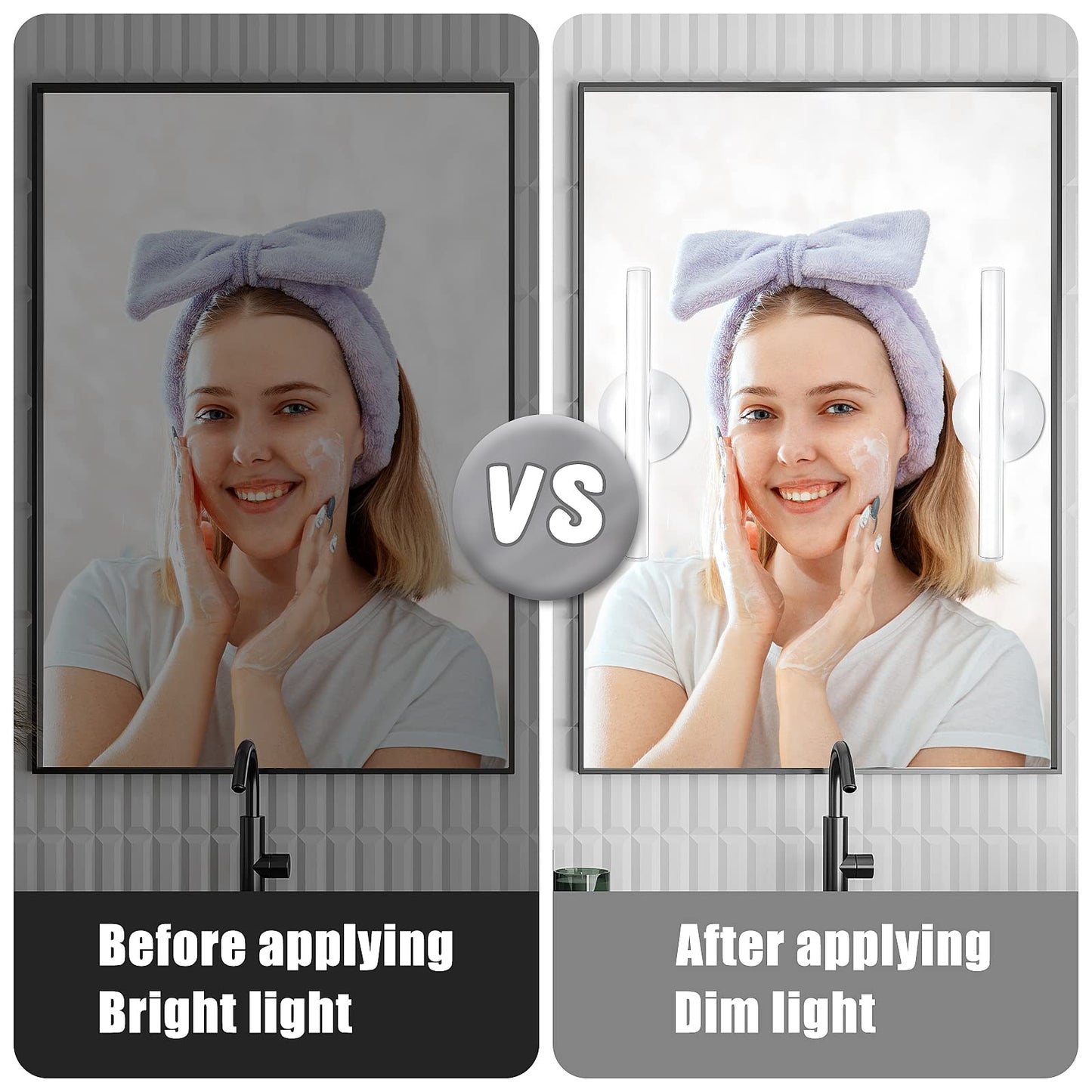 Benature LED Mirror Lights Portable Rechargeable Vanity Light 3 Brightness Touch Control Makeup Light for Bathroom Dressing Room 2 Packs