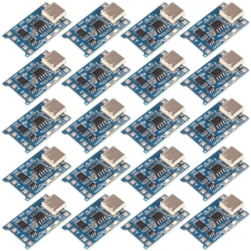 AITRIP 20pcs TP4056 Type-c USB 5V 1A 18650 Lithium Battery Charger Module Charging Board with Dual Protection Functions (20pcs TP4056 Type-c USB)