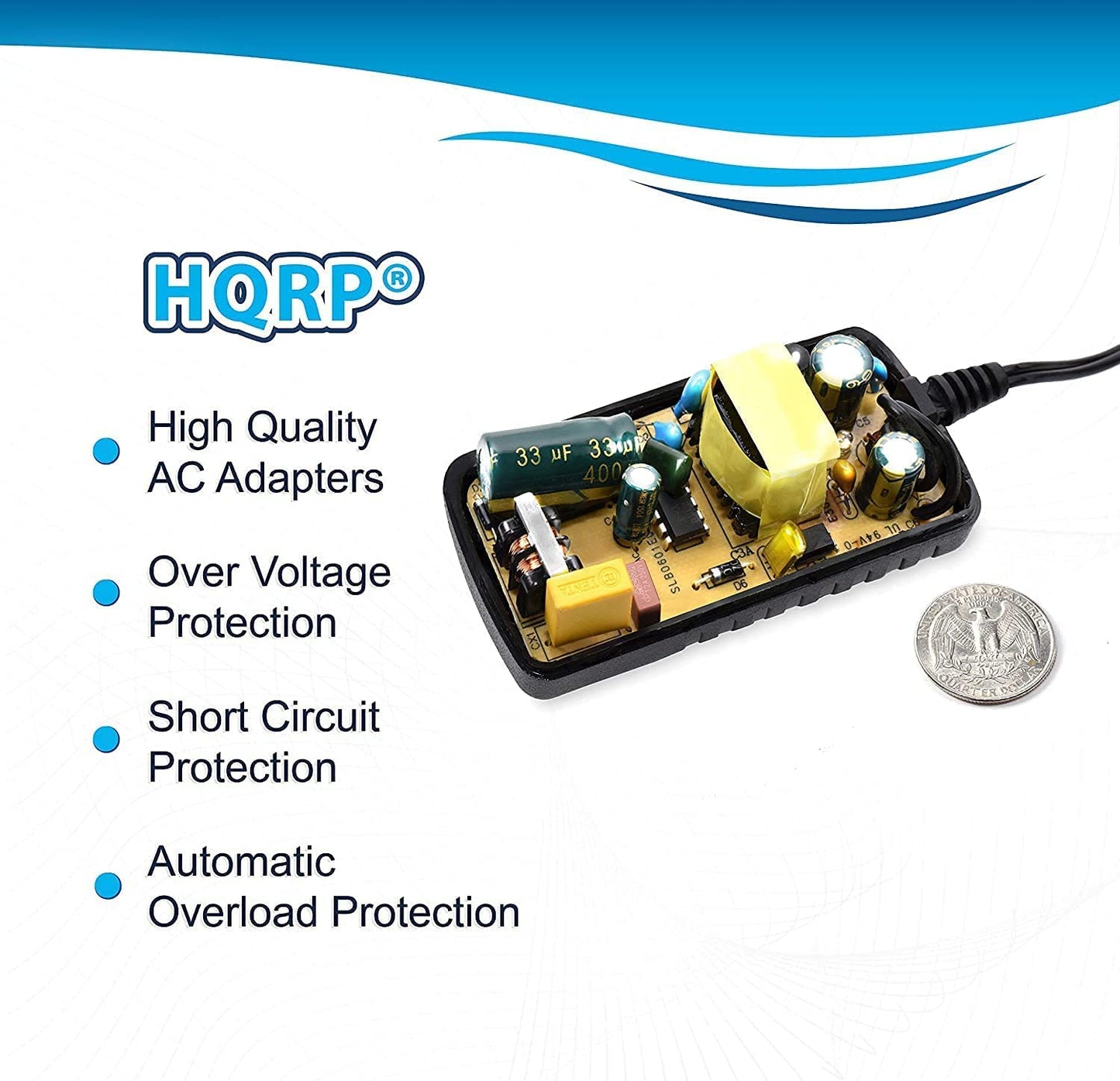 HQRP AC Adapter/Power Supply Replacement Compatible with Brother P-Touch Extra PT-300 PT-310 PT-320 PT-340 Labeling System + HQRP Euro Plug Adapter