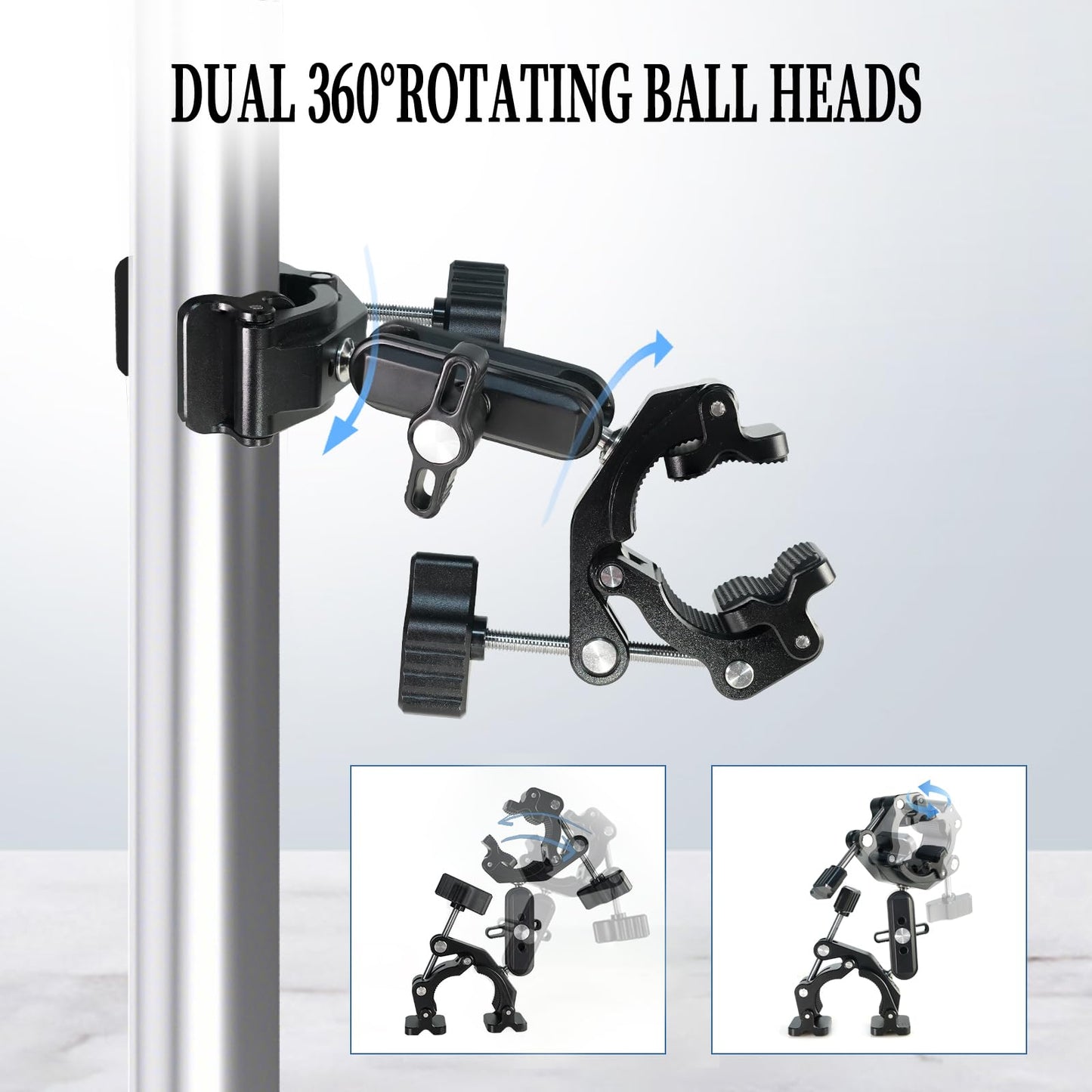 FIFIELD Double Super Clamp Camera Mount with Magic Arm, Desk Studio Light Holder, Ball Head Adapter for Photo Studio Light Stand, Photography