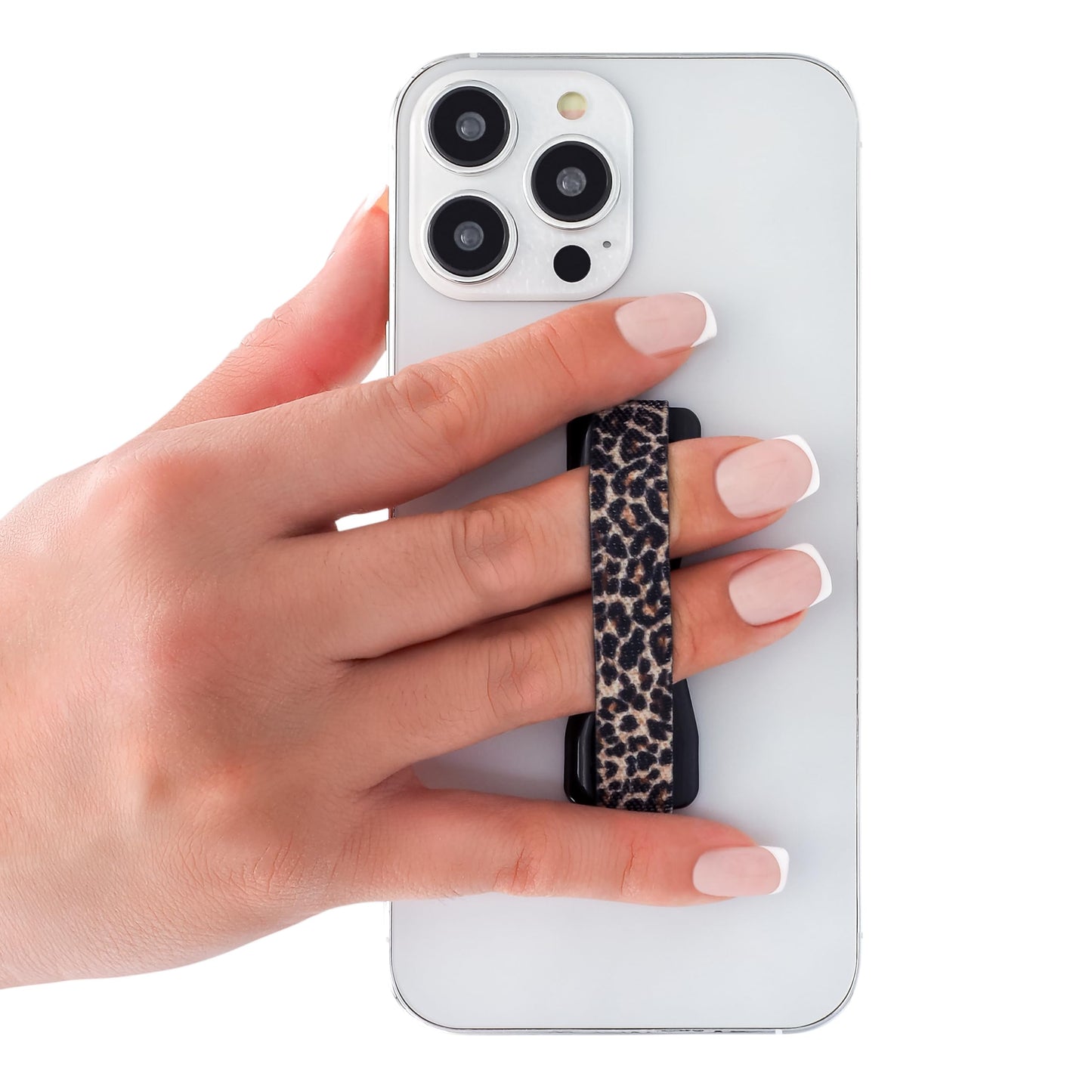 LOVEHANDLE Universal Phone Grip for Smartphones & Mini Tablets - Phone Holder for Hand - Wireless Charging Compatible - Made in The USA - Leopard