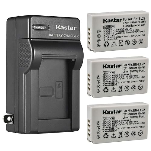 Kastar 3-Pack Battery and AC Wall Charger Replacement for Nikon EN-EL22 Battery MH-29 Charger, Nikon 1 J4 Digital Camera, Nikon 1J4 Digital Camera