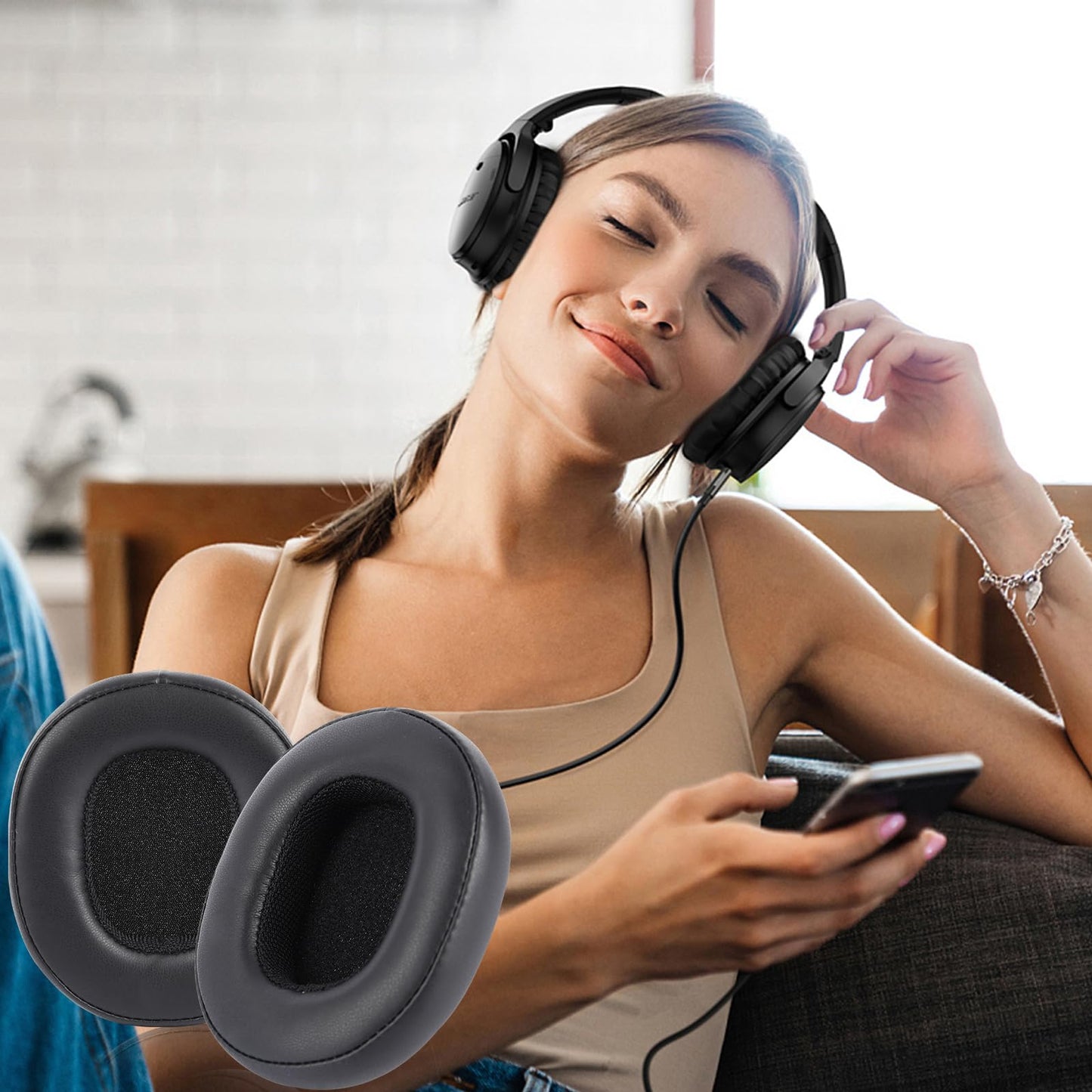 Replacement Ear Pads for Skullcandy Crusher Wireless/Evo/ANC, Hesh 3/EVO & Venue ANC/Wireless Over-Ear Headphones, Ear Cushions Ear Cover with Soft