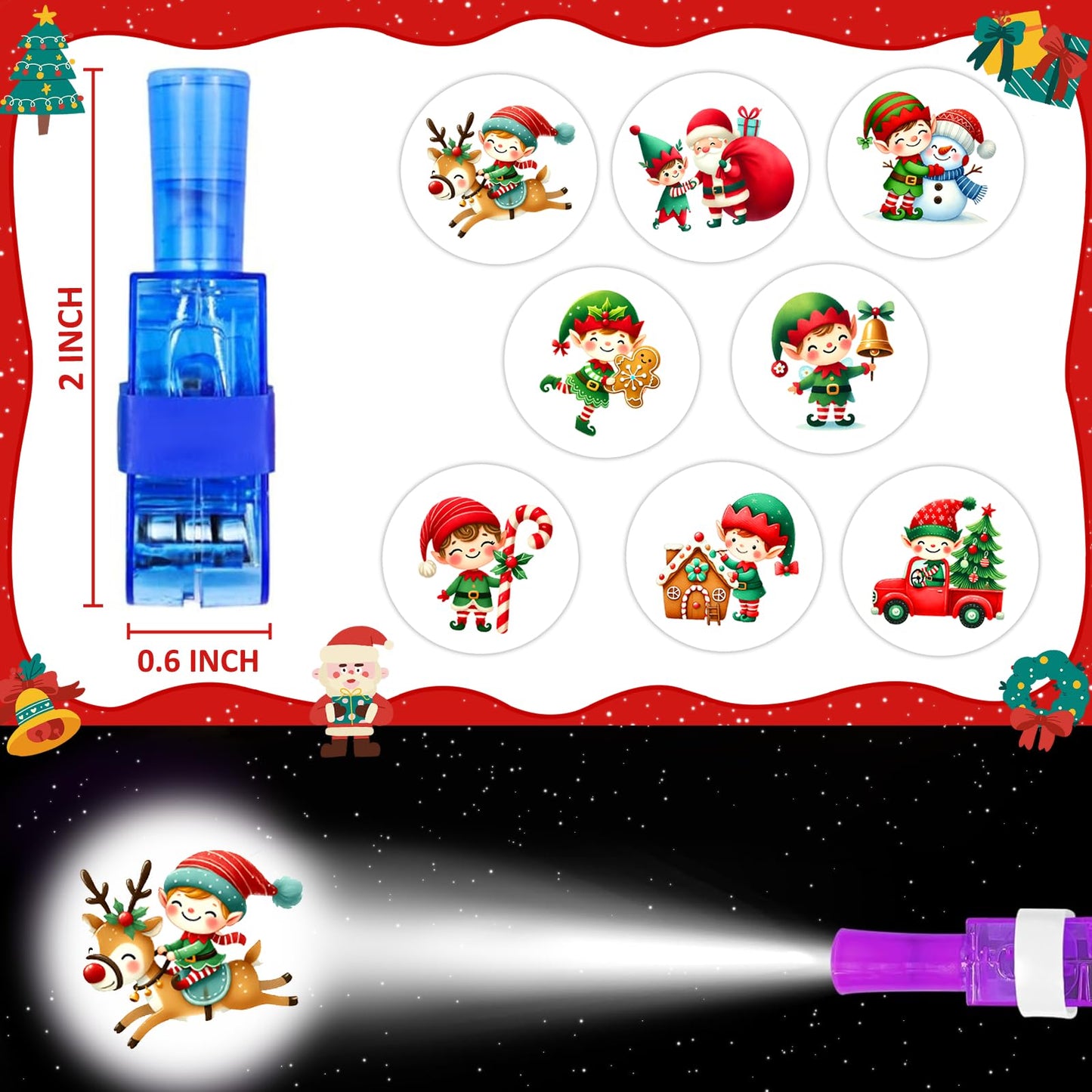 tmlfep 32Pcs Christmas Finger Lights Party Supplies Glow in the Dark Party Gift Christmas Bulk for Stocking Stuffers Xmas Stocking Stuffers Classroom