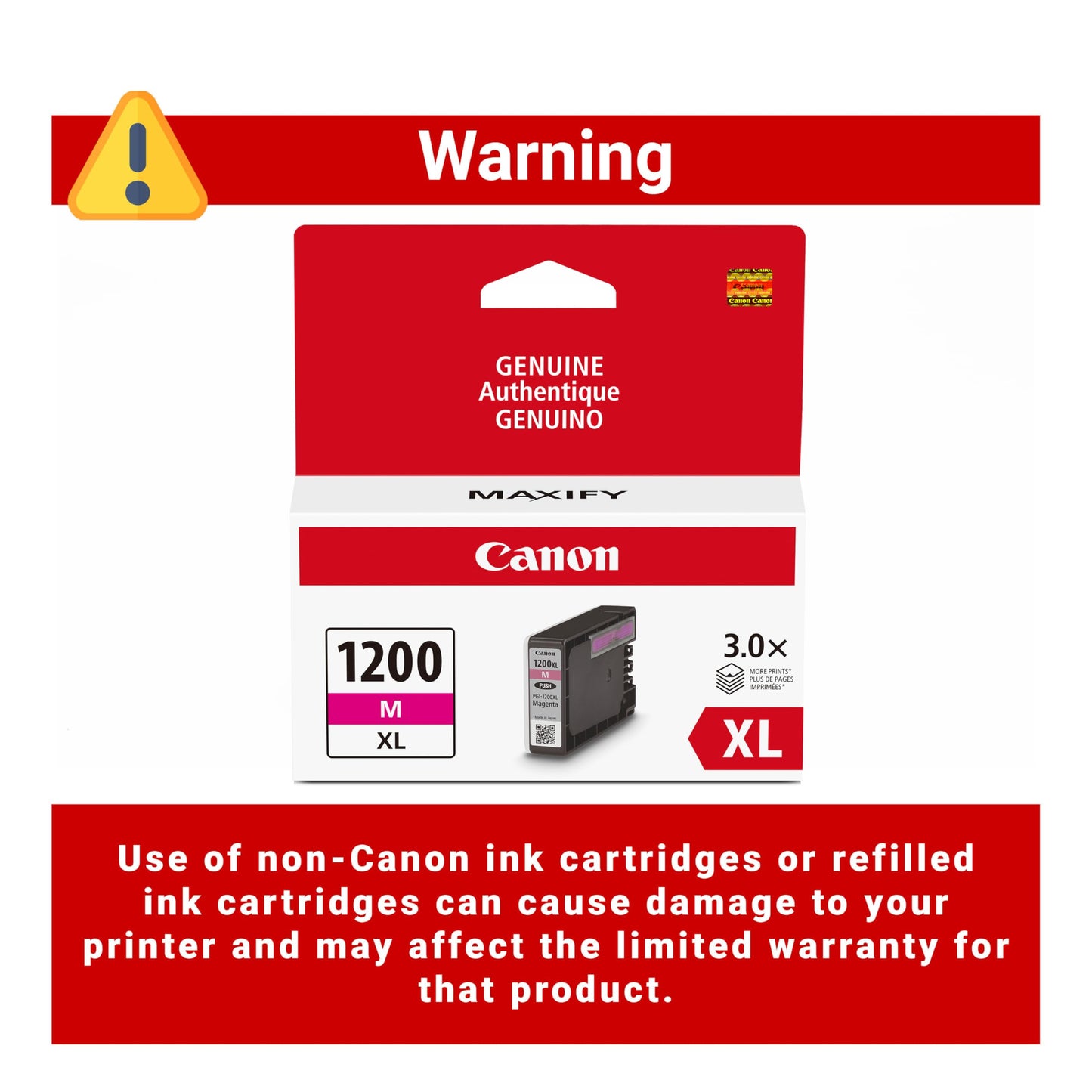 Canon PGI-1200XL Genuine Magenta Ink Tank, Compatible with MB2120, MB2720, B2020, MB2320 (Optional) Printers