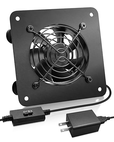 ZXWATC USB Cabinet 80mm Quiet Cooling Fan System with Speed Control, Metal 4" USB Powered AV Cabinet Fan for Home Theater, Game Console, Network