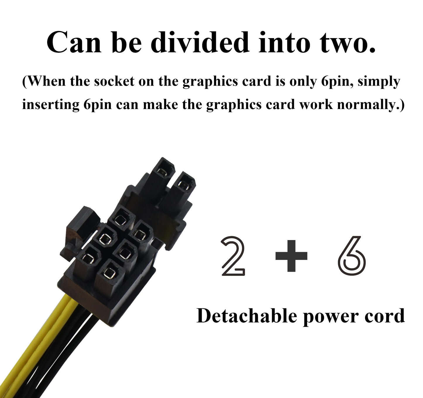 zdyCGTime 2 Pack 15-Pin SATA Male to 8 Pin (6+2 Pin) PCI-Express Female Video Card Power Adapter Cable (6+2Pin) 8 Pin PCI-E Female to Male SATA