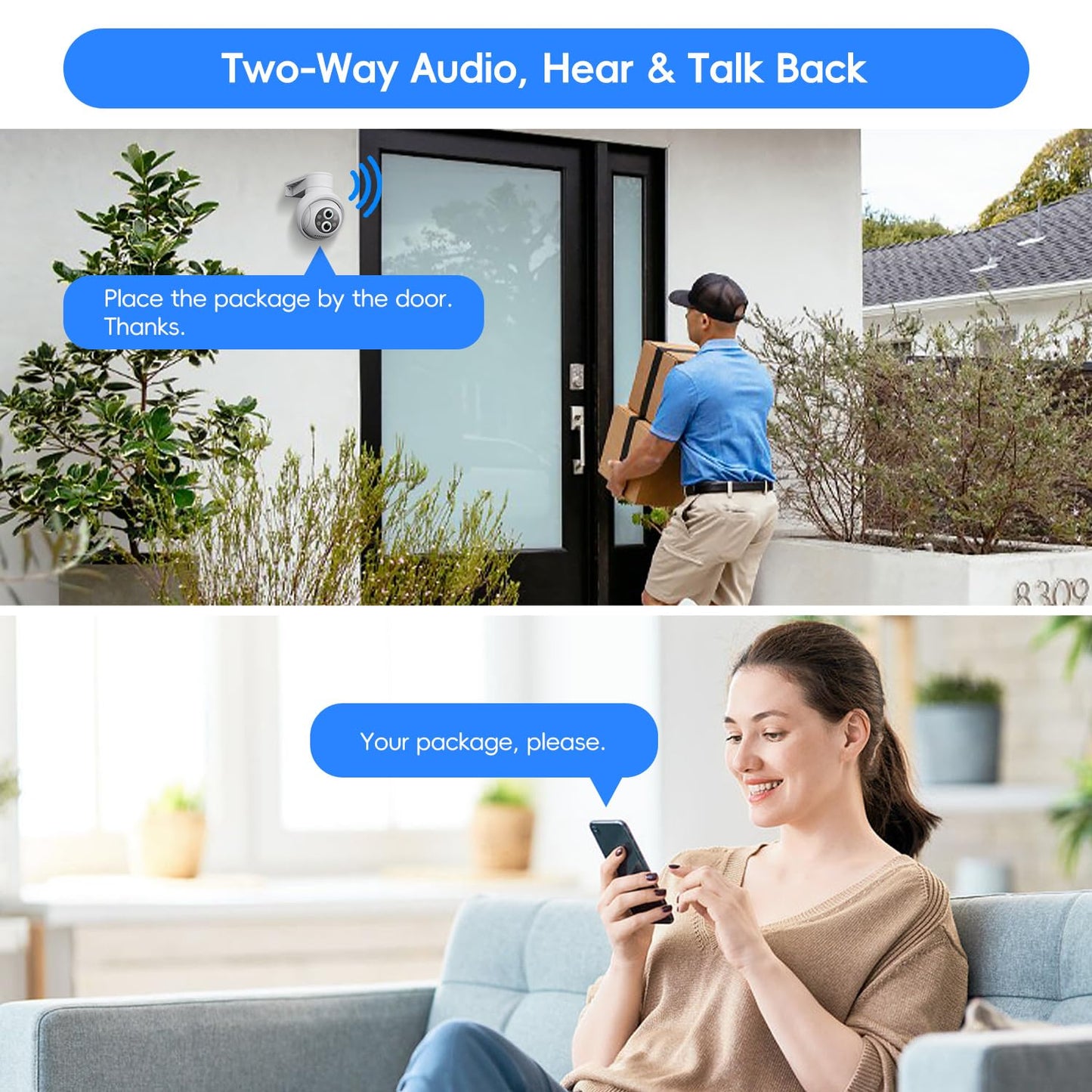 MMQ Security Camera Wireless, 2MP Dual Lens Camera for Home Security, Outdoor Camera PTZ with 10X Hybrid Zoom, Auto Tracking Human Detection, 2-Way