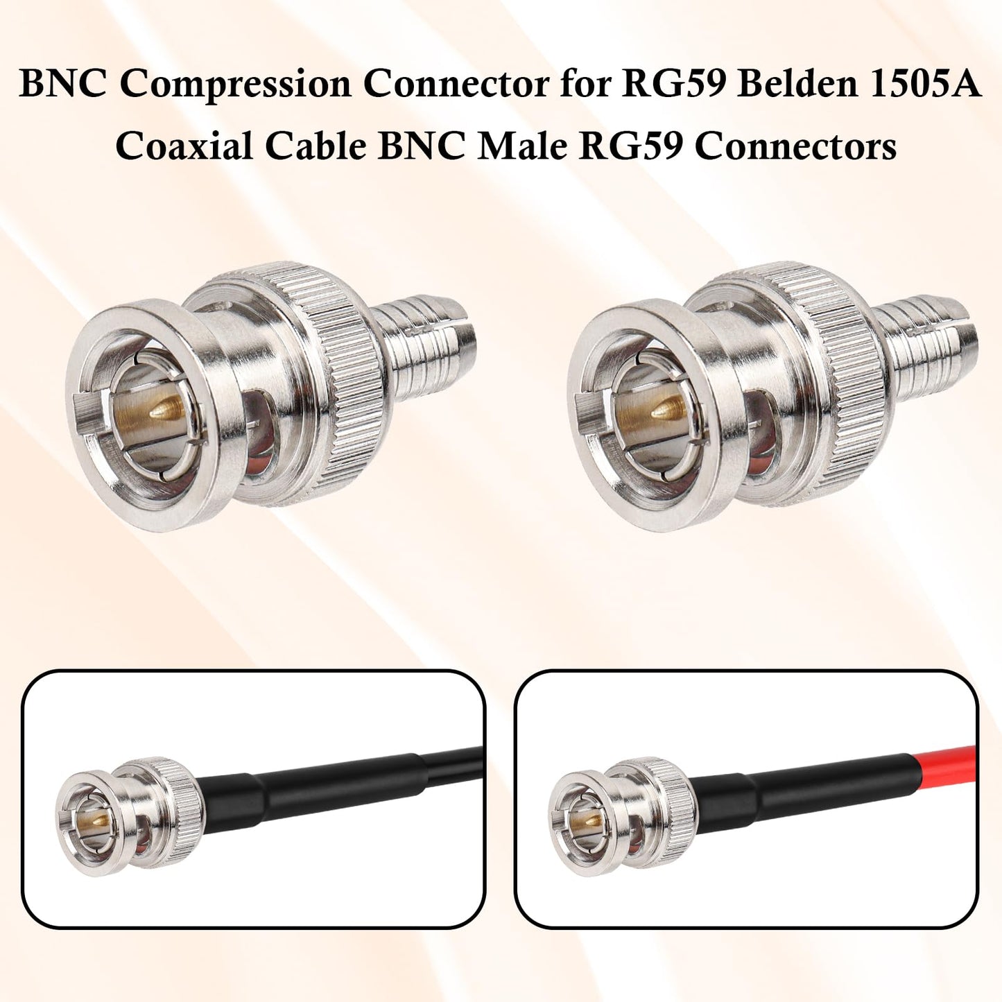 XRDS -RF BNC Compression Connector for RG59 Coaxial Cable BNC Male RG59 Connectors for CCTV, SDI, HD-SDI, Siamese, Security Camera(Pack of 10)