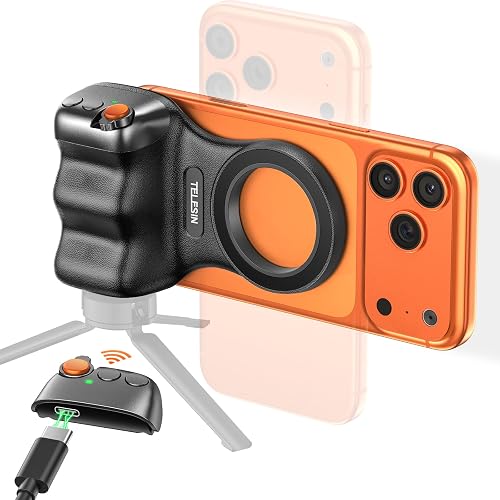 Jeebel Magnetic Phone Camera Grip, Smartphone Holder Selfie Handle Snap with Wireless USB Remote Control & 1/4” Screw Mount, Camera Stabilizer