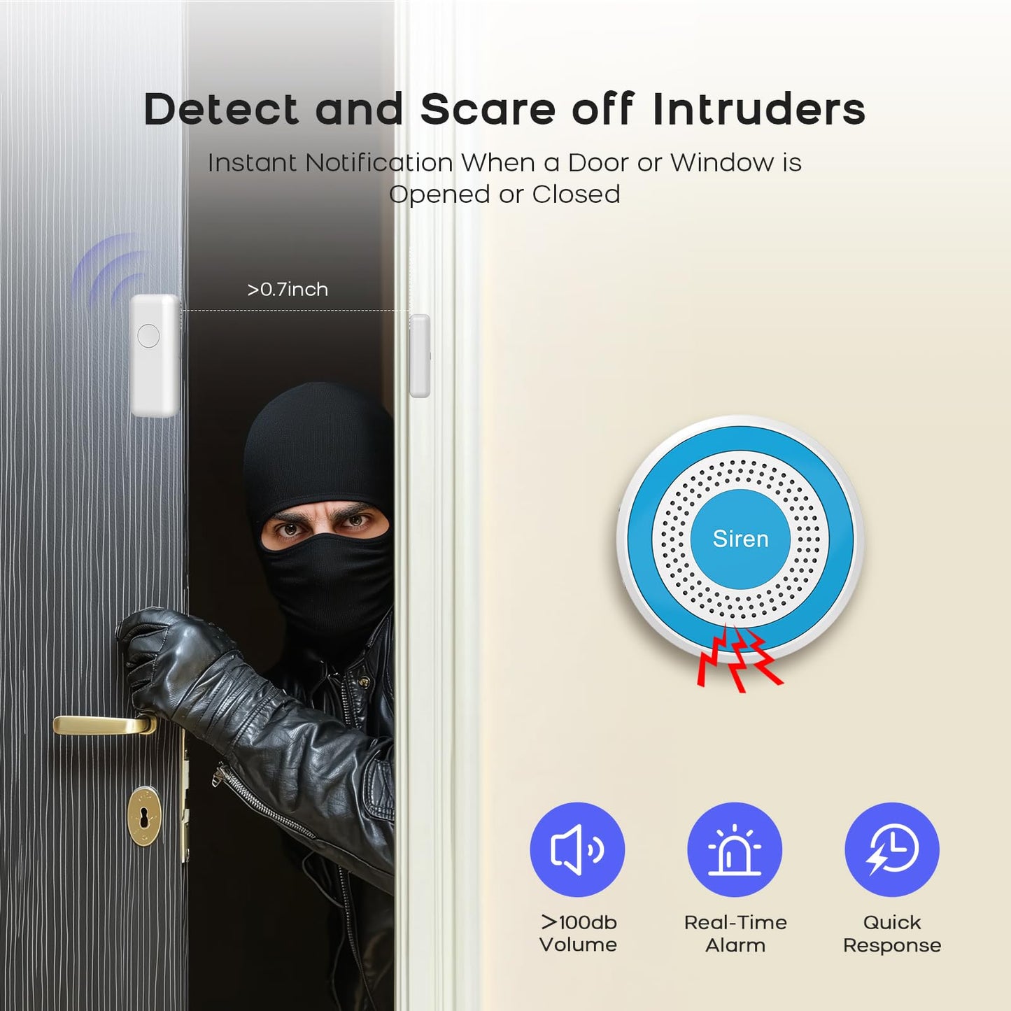 LWOHSI Home Security Systems with Door/Window Sensors and Motion Detectors,Wireless Burglar Alarm Kits with APP Real-Time Alerts,Compatible with Alexa