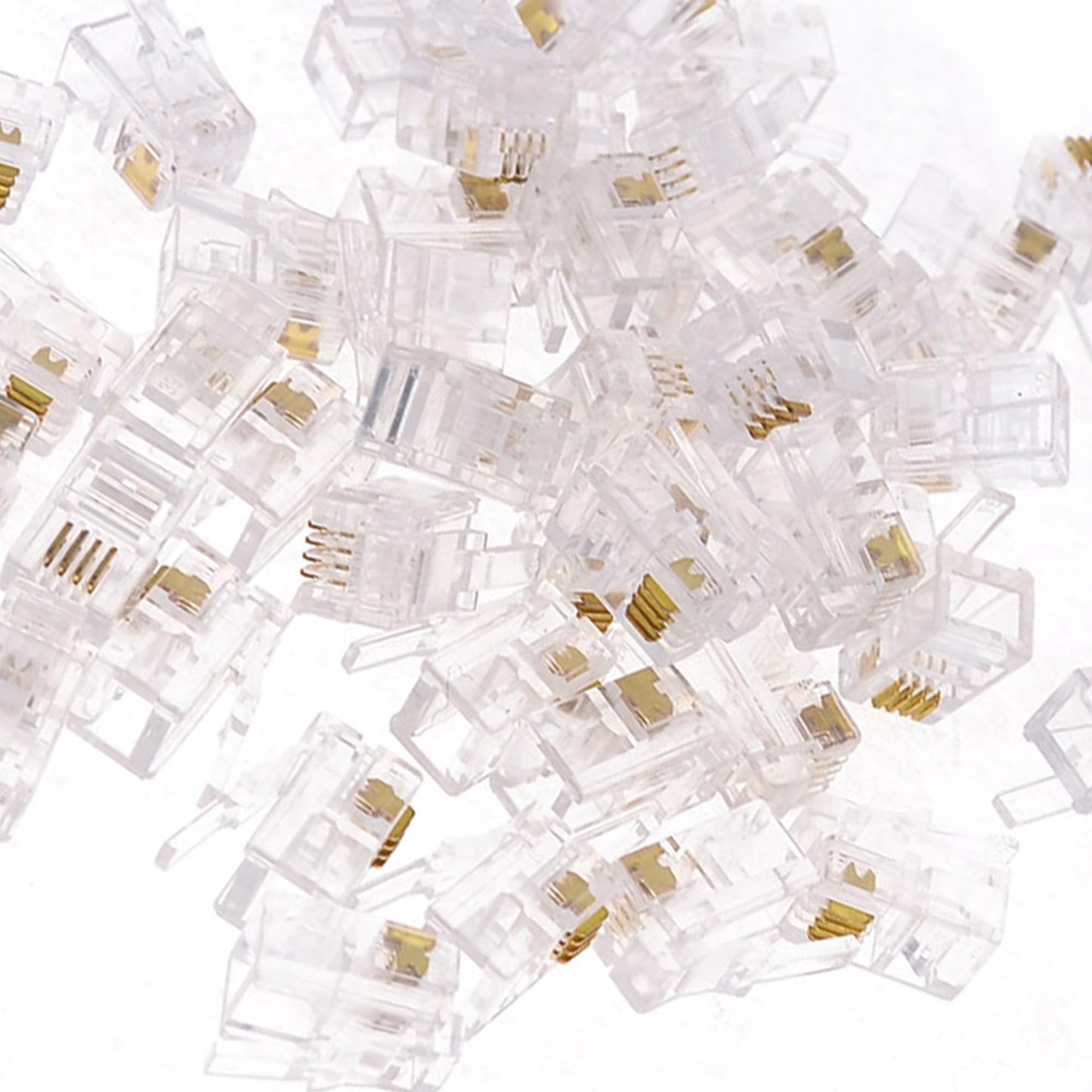 uxcell 50 Pack Modular Plug, RJ9 4P4C Male Phone Connectors Standard Jack for Telephone Handset Cord Cable Wire, Clear