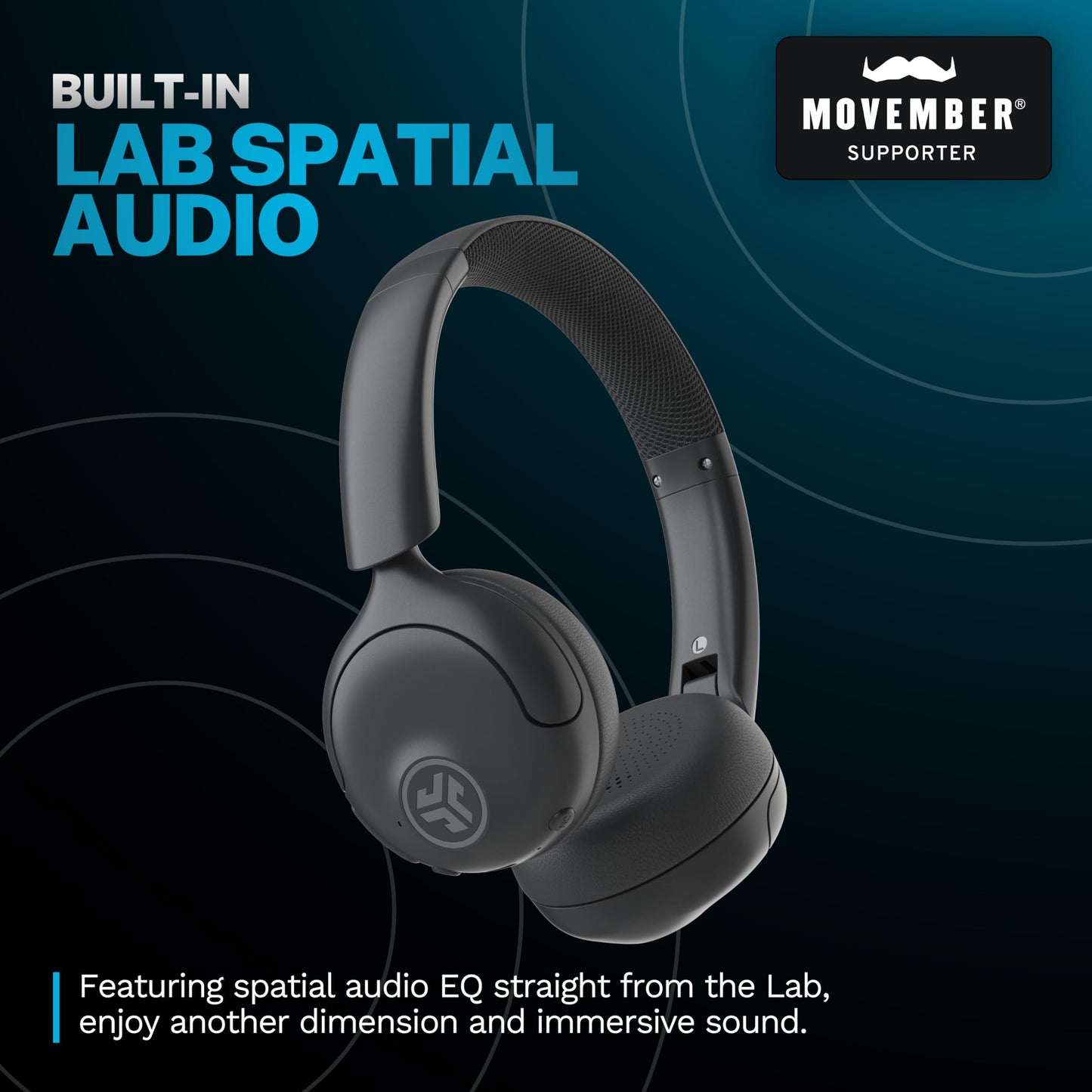 JLab, Go Lux ANC, On Ear Headphones, Active Noise Cancelling, Bluetooth, Graphite