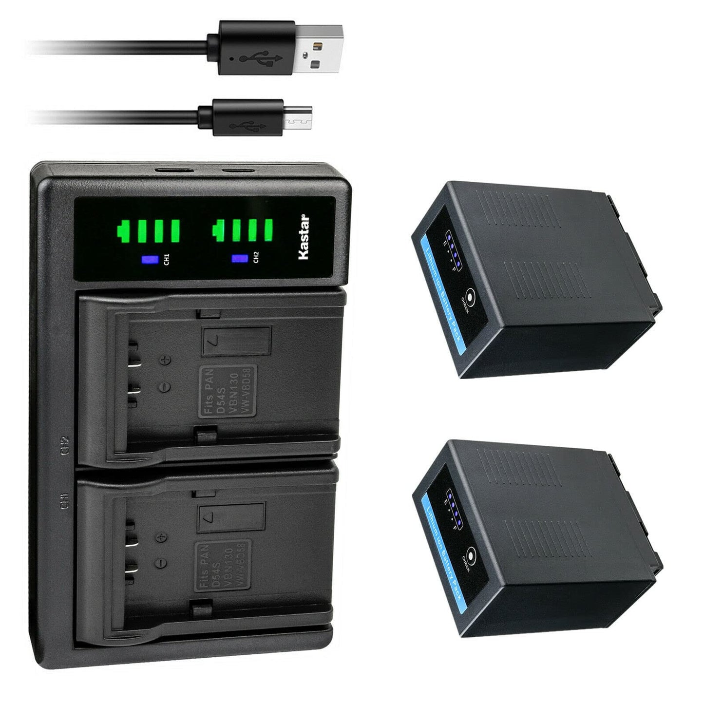 Kastar 2-Pack CGR-D54Pro Battery and LTD2 USB Charger Compatible with Panasonic CGA-D54 CGA-D54S CGA-D54SE CGA-D54SE/1B CGA-D54SE/1H CGA-D54Pro