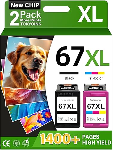 TOKYOINK 67XL Ink Cartridges Compatible for HP67 HP Ink 67 Black/Color Combo Pack for DeskJet 2855e 2827e 2800e 4255e 2755e 2700e 2852e 2700 4155e